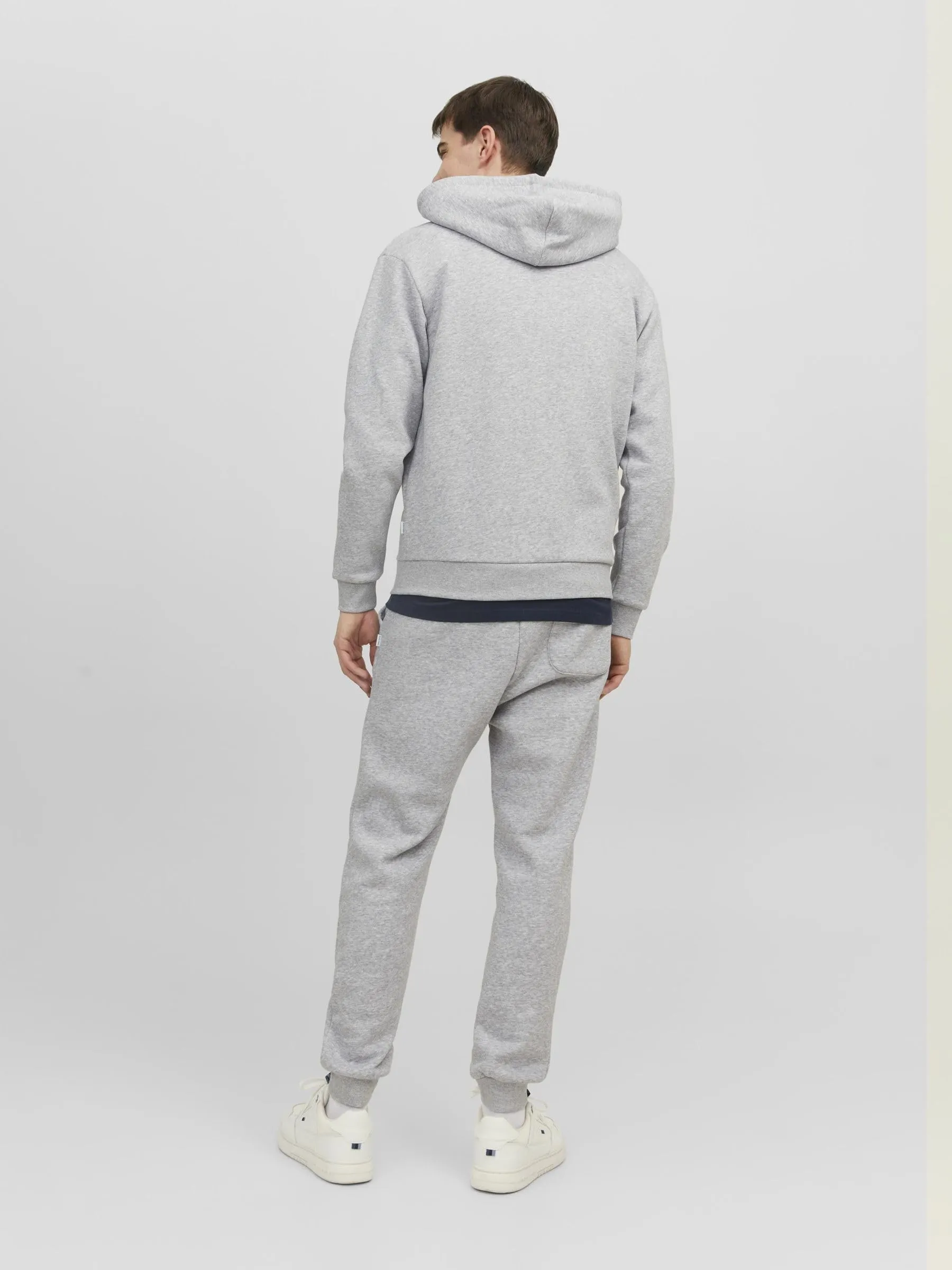 Jack & Jones Felpa con Cappuccio Relaxed Fit Light Grey Melange - immagine 5