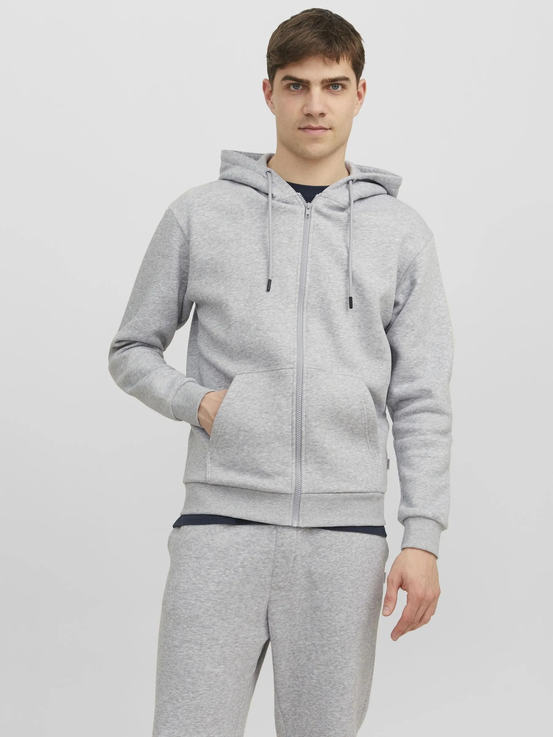 Jack & Jones Felpa con Cappuccio e Zip Grigio XXL - immagine 2