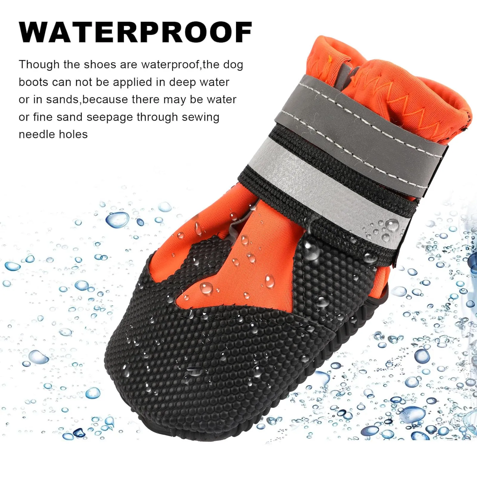 QKURT Stivali per Cani Paw Protector Impermeabili Antiscivolo Regolabili, 4 Pezzi, XXL, Arancione - immagine 4