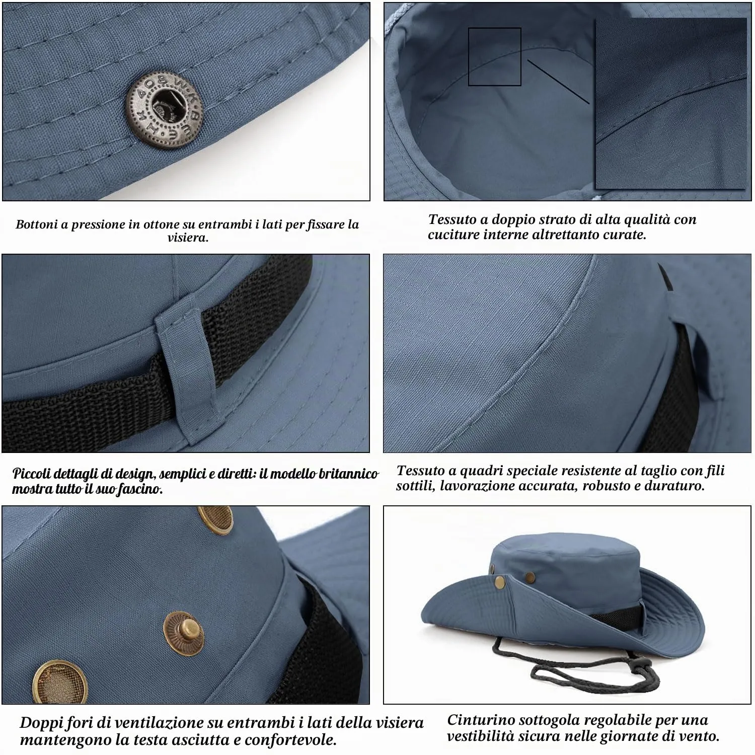 Favuit Cappello Boonie Pieghevole a Tesa Larga per Uomo e Donna - immagine 4