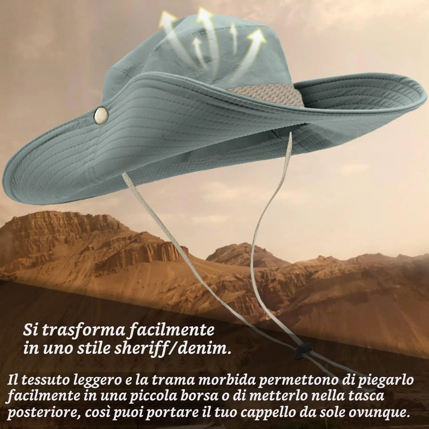 Favuit Cappello Boonie Pieghevole da Pescatore Unisex a Tesa Larga per Protezione Solare, Safari, Pesca, Campeggio, Giardinaggio e Trekking - immagine 3