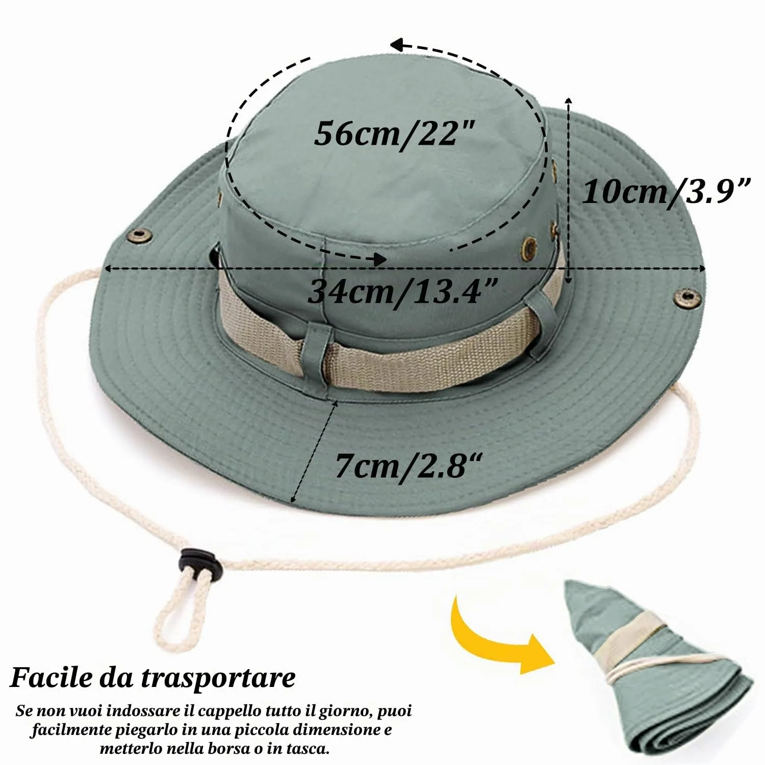 Favuit Cappello Boonie Pieghevole da Pescatore Unisex a Tesa Larga per Protezione Solare, Safari, Pesca, Campeggio, Giardinaggio e Trekking - immagine 6