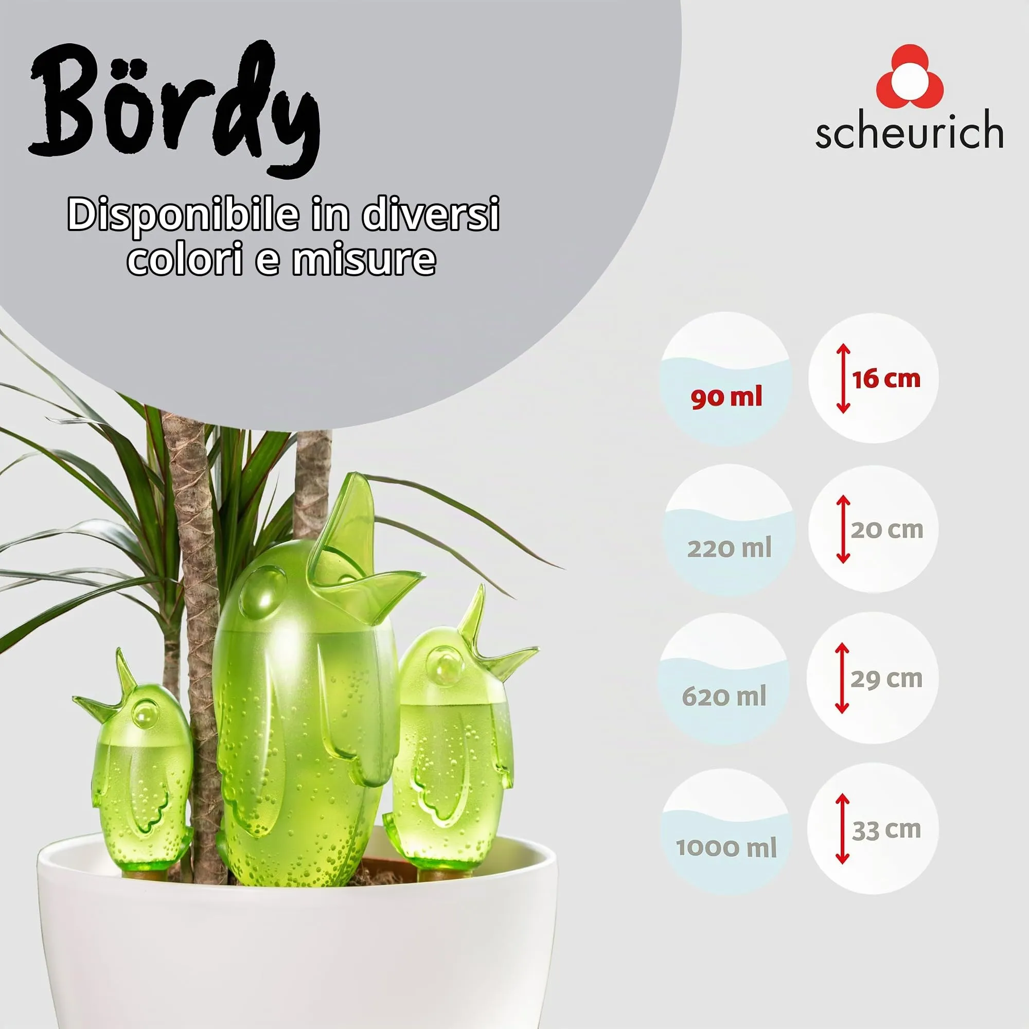 Scheurich 510439 Bördy S Accessorio per piante, Verde, Ø 10 cm, Altezza 15 cm - immagine 4
