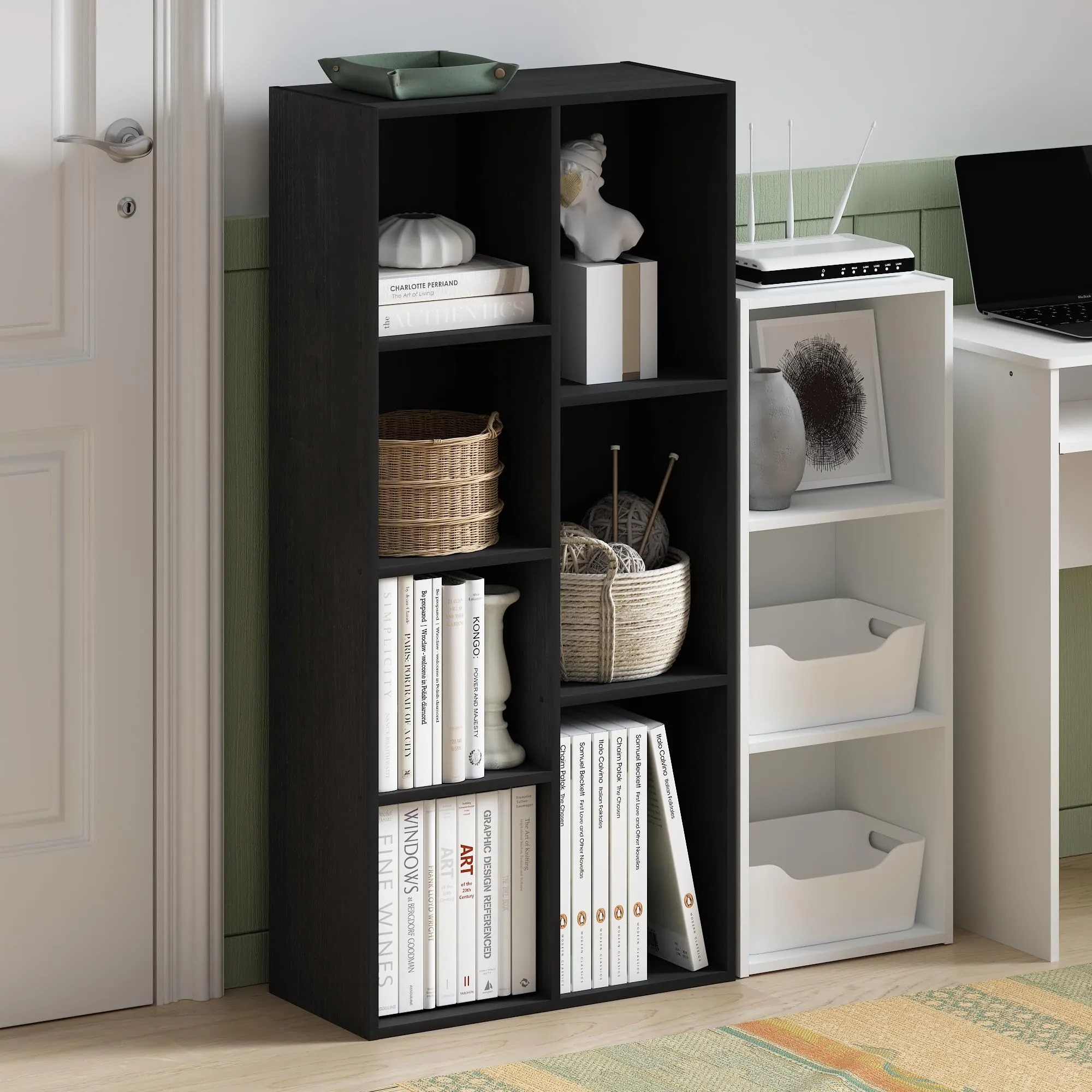Furinno Luder Scaffale aperto reversibile a 7 cubi, Legno Nero - immagine 2