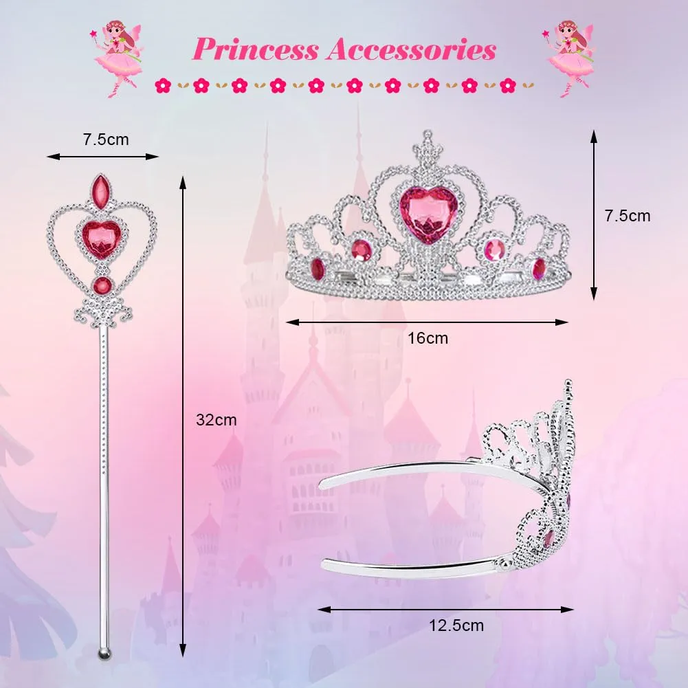 URAQT Costume Principessa Bella Addormentata per Bambina con Accessori, Rosa, 120cm - immagine 4
