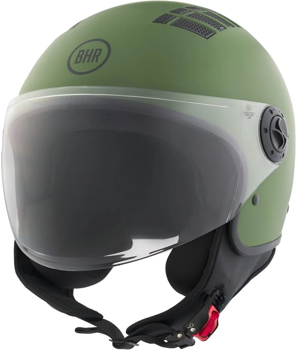 BHR 834 Flow Casco Demi-Jet Scooter, Verde Opaco, XL - immagine 3