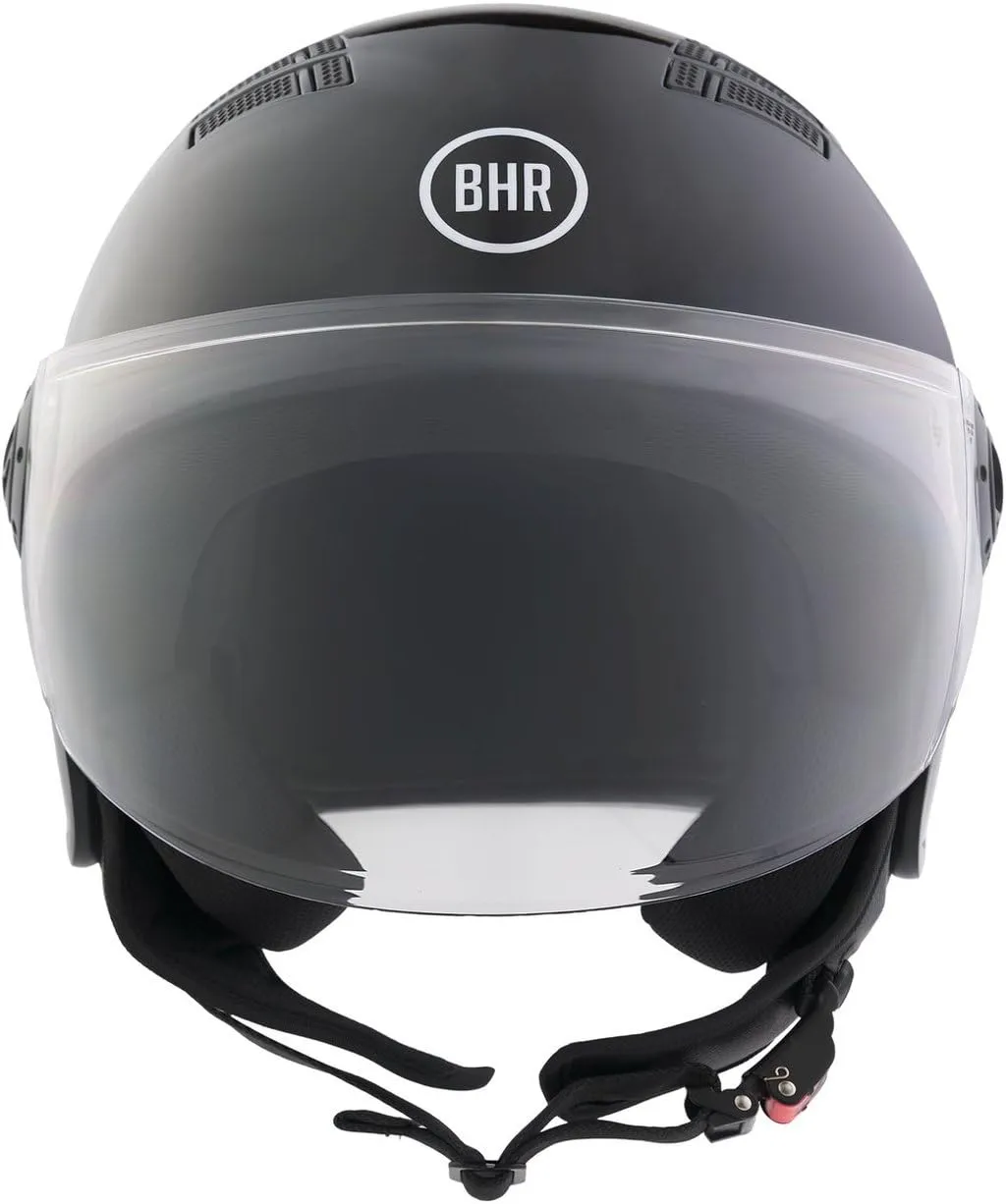 BHR 834 Flow Casco Demi-Jet Scooter, Nero Metallizzato, M - immagine 1