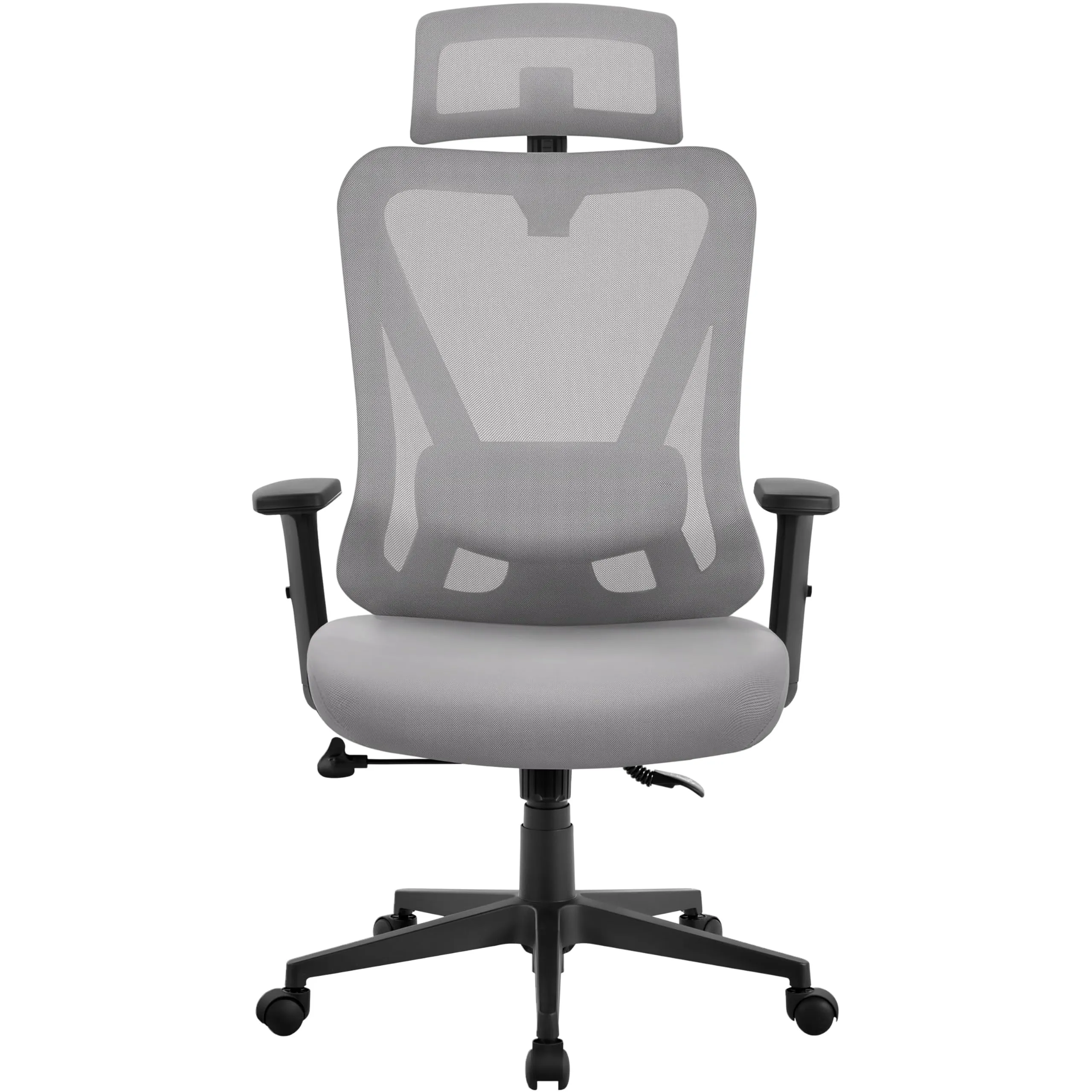 Yaheetech Poltrona da Ufficio Ergonomica con Supporto Lombare, Grigia Chiara - immagine 1