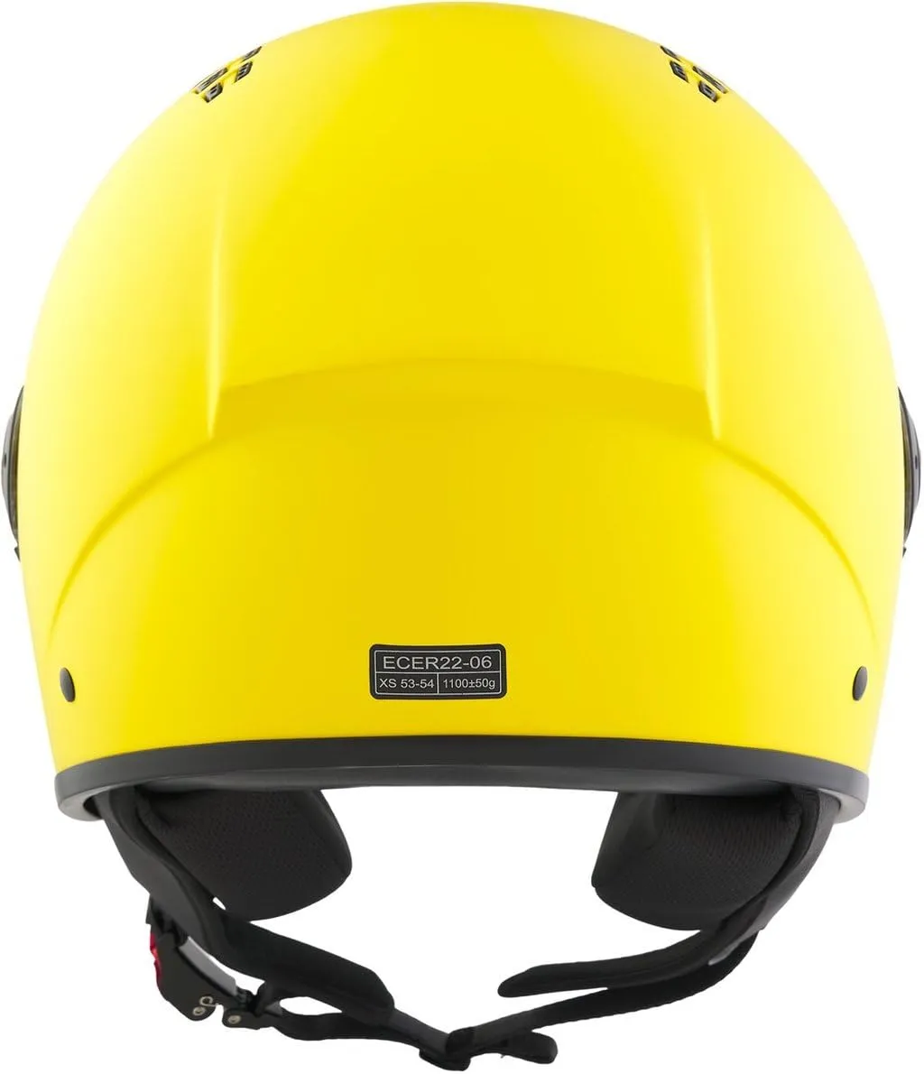 BHR 834 Flow Demi-Jet Scooter Helmet, Giallo Opaco, S - immagine 4