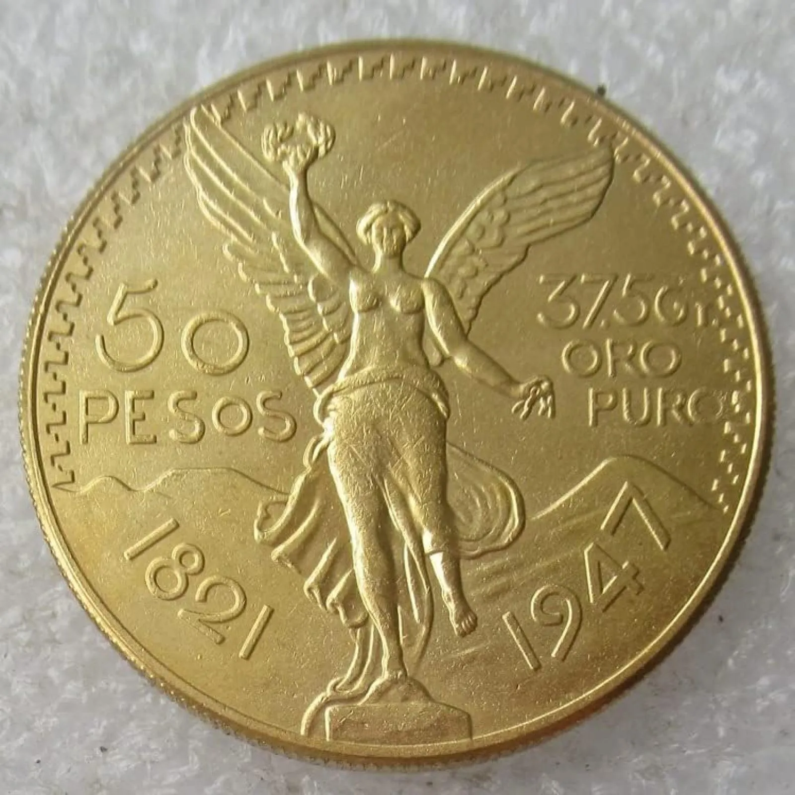BoodLo Moneta Commemorativa Placcata in Oro, Copia 50 Pesos Messicani, Anno 1925 - immagine 4