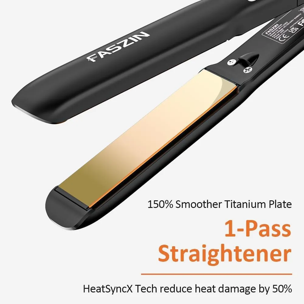 Faszin Piastra per Capelli Professionale in Titanio 30mm, 2 in 1, Carbone - immagine 2
