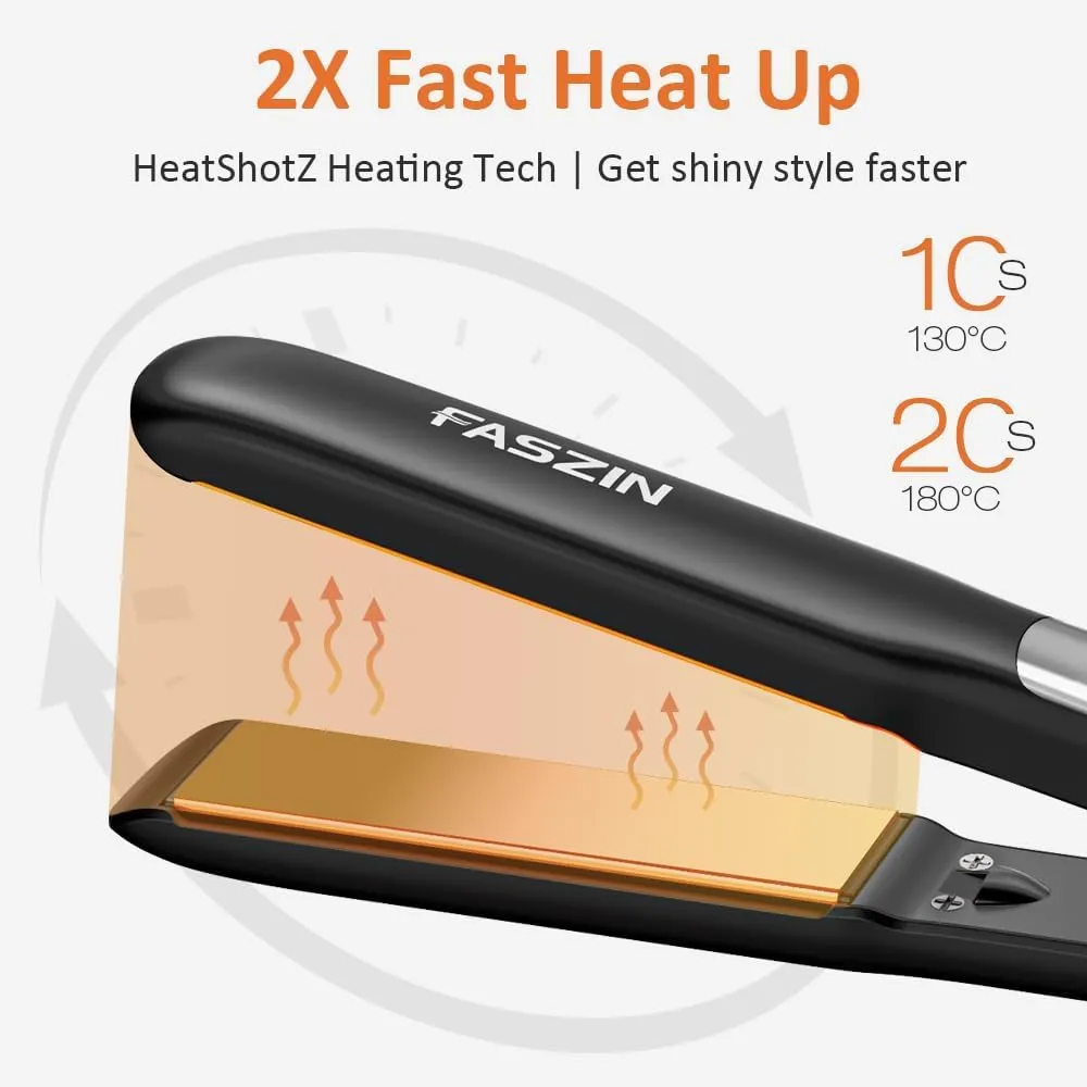 Faszin Piastra per Capelli Professionale in Titanio 30mm, 2 in 1, Carbone - immagine 3