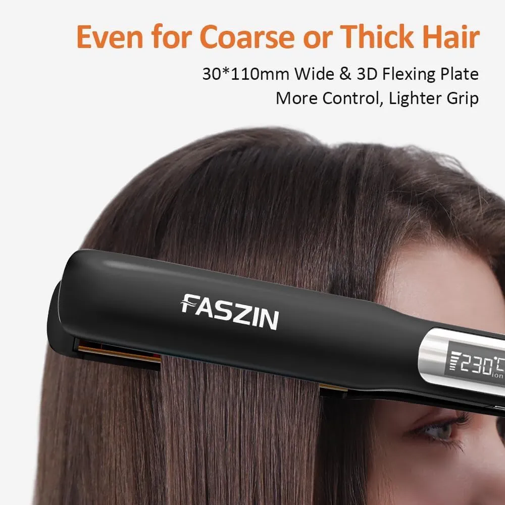 Faszin Piastra per Capelli Professionale in Titanio 30mm, 2 in 1, Carbone - immagine 5