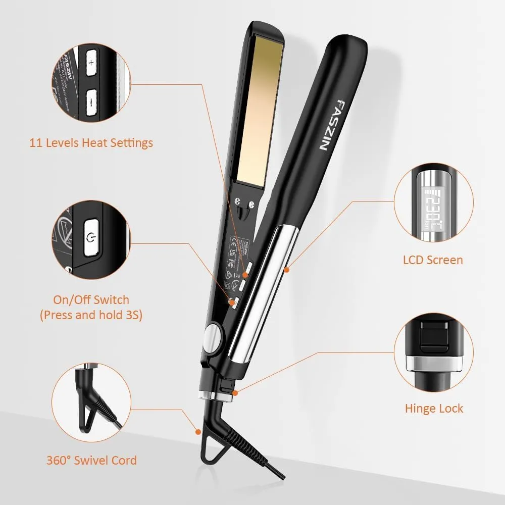 Faszin Piastra per Capelli Professionale in Titanio 30mm, 2 in 1, Carbone - immagine 7