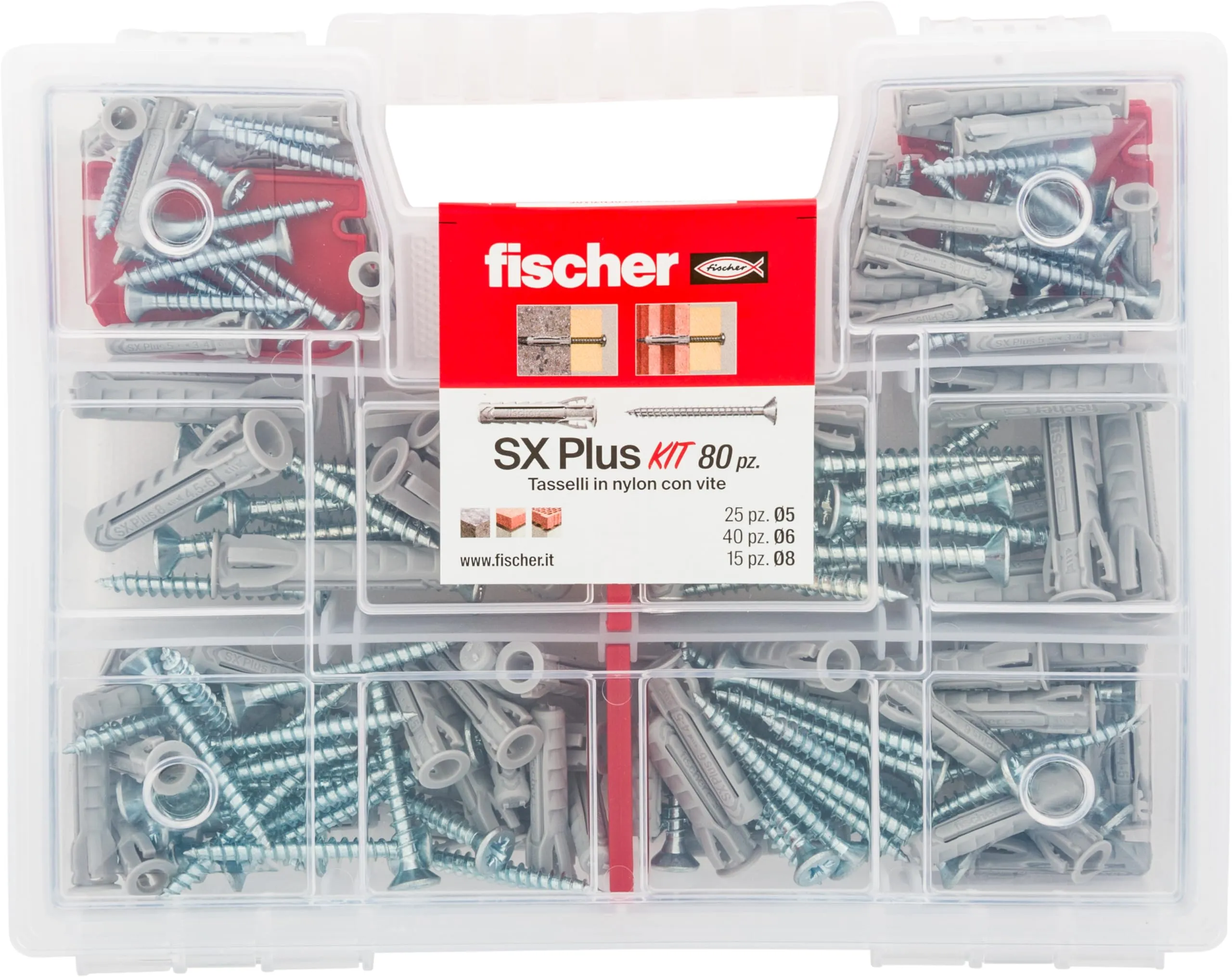 Fischer Kit SX Plus Valigetta 80 Tasselli con Vite Assortiti 570204 - immagine 2