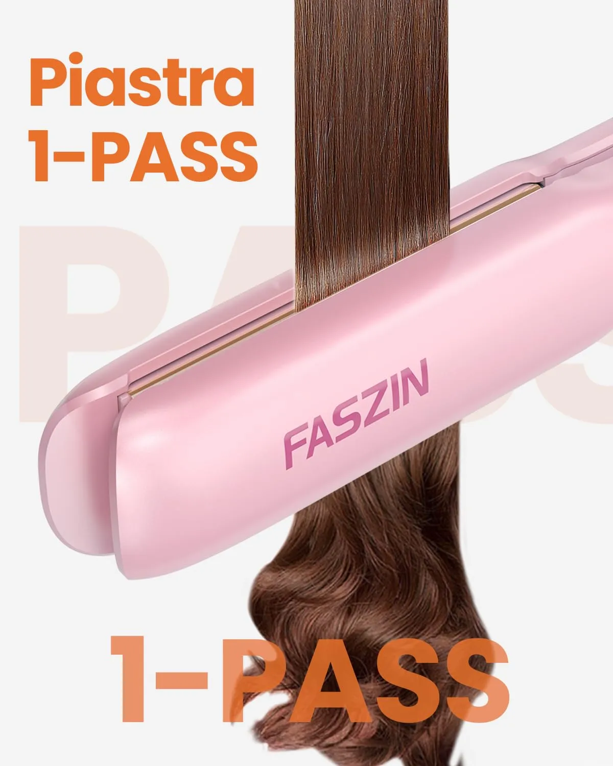 Faszin Piastra per Capelli Professionale in Titanio 30mm 2 in 1, Rosa - immagine 3