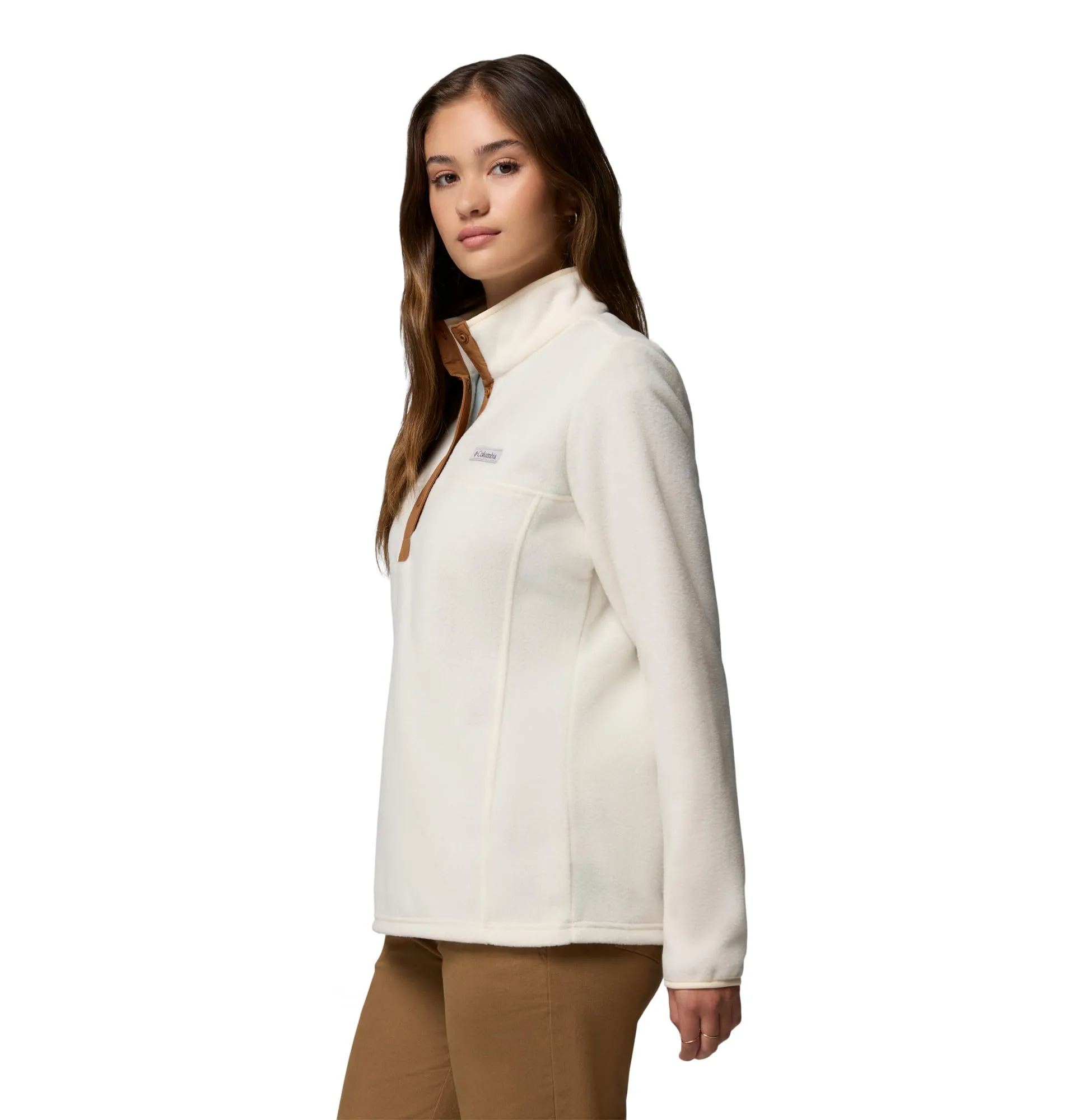 Columbia Donna Benton Springs 1/2 Snap Pull Over II, Gesso/Marrone Cammello, 3X - immagine 3