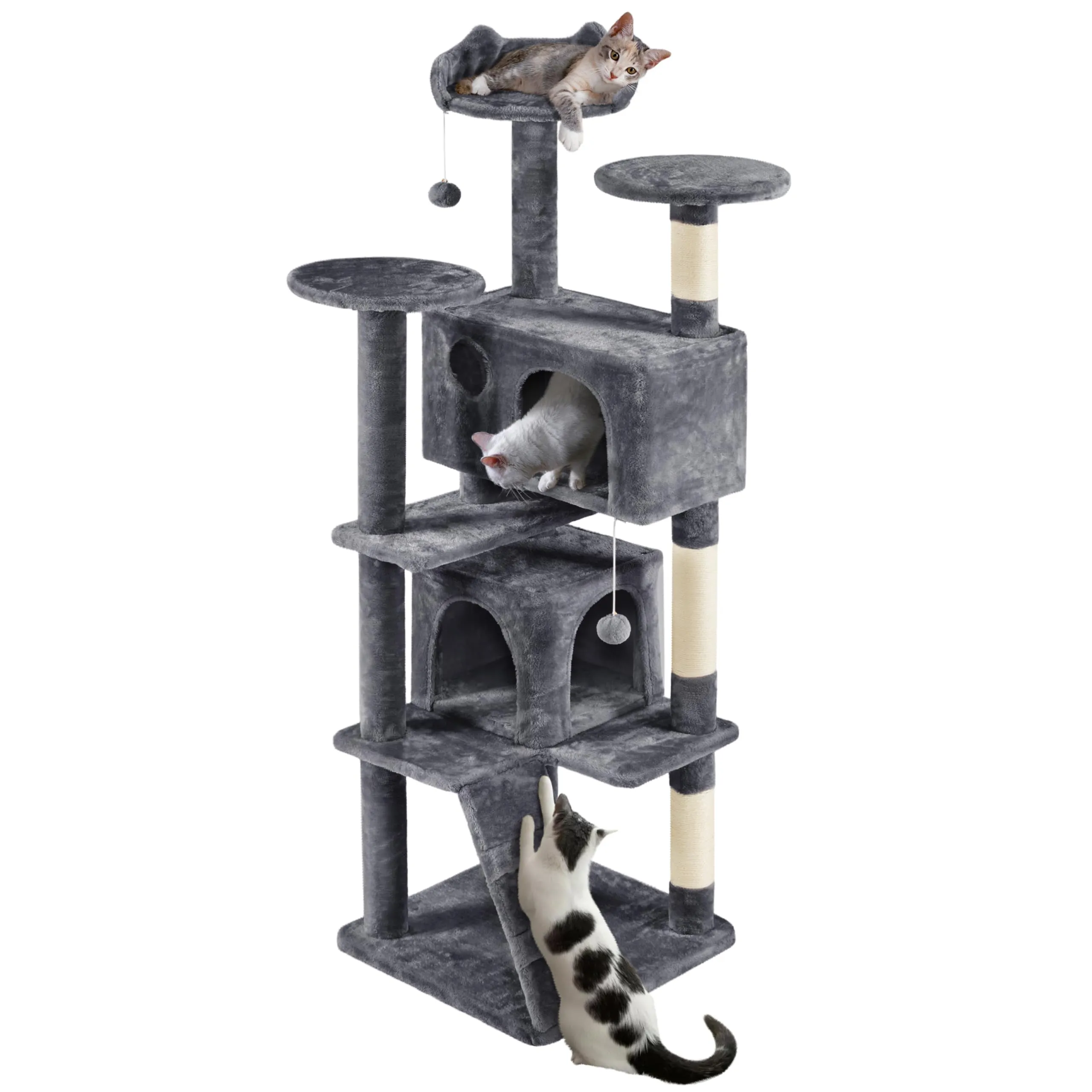 Yaheetech Albero Tiragraffi per Gatti 178 cm, Grigio Scuro - immagine 1