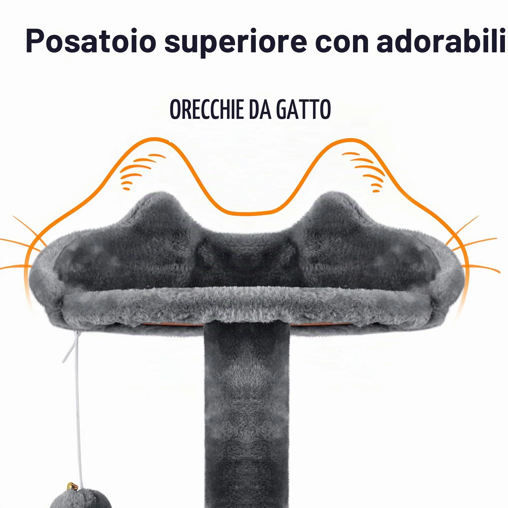 Yaheetech Albero Tiragraffi per Gatti 178 cm, Grigio Scuro - immagine 7