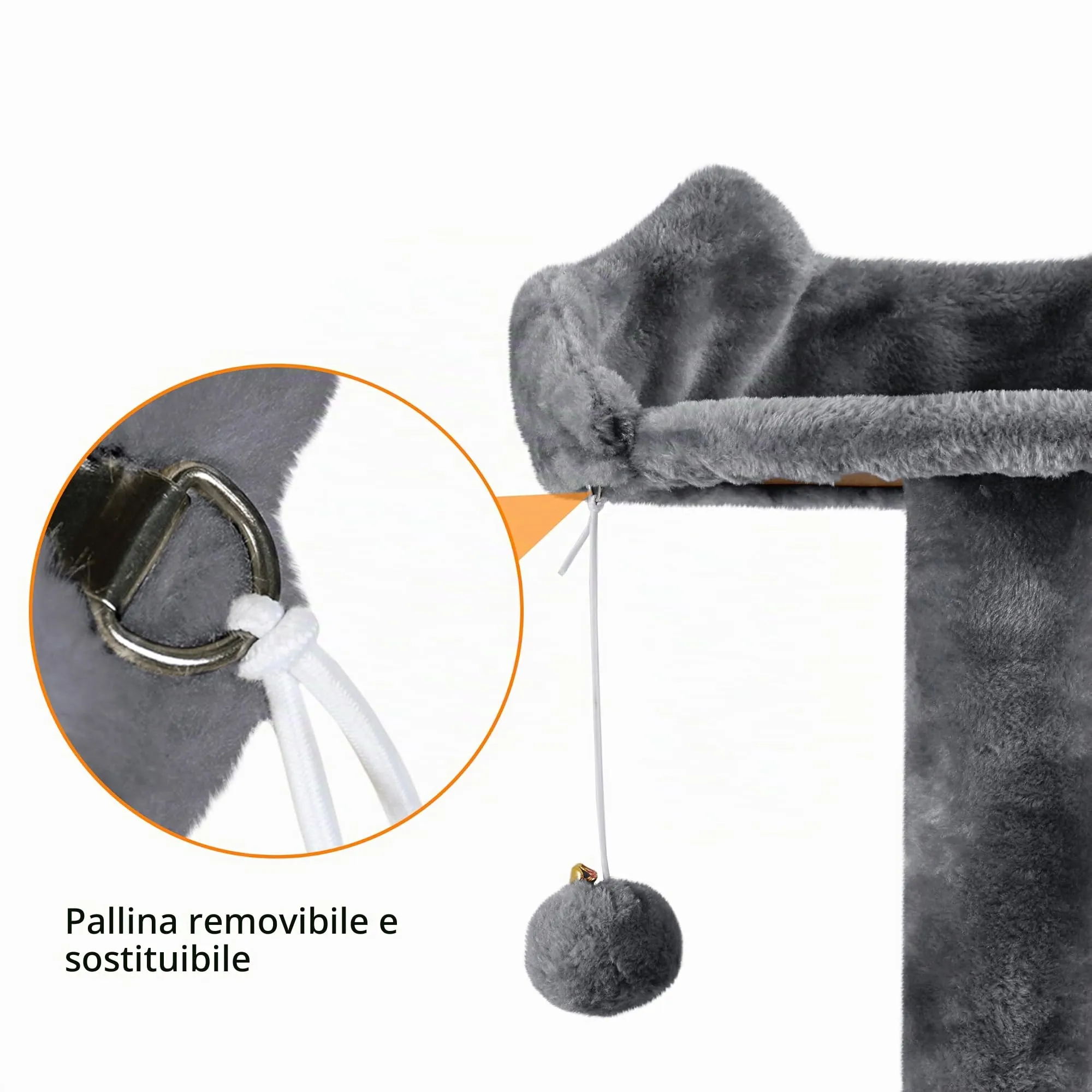 Yaheetech Albero Tiragraffi per Gatti 178 cm, Grigio Scuro - immagine 9