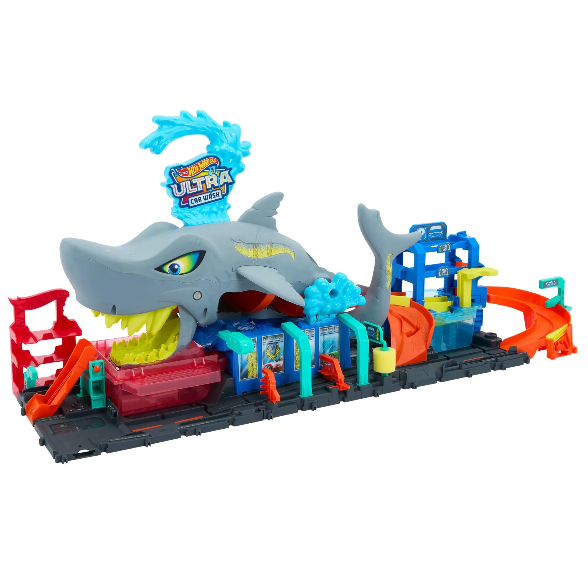 Hot Wheels City Autolavaggio Mega Squalo HTN82 con Macchinina Color Reveal - immagine 4