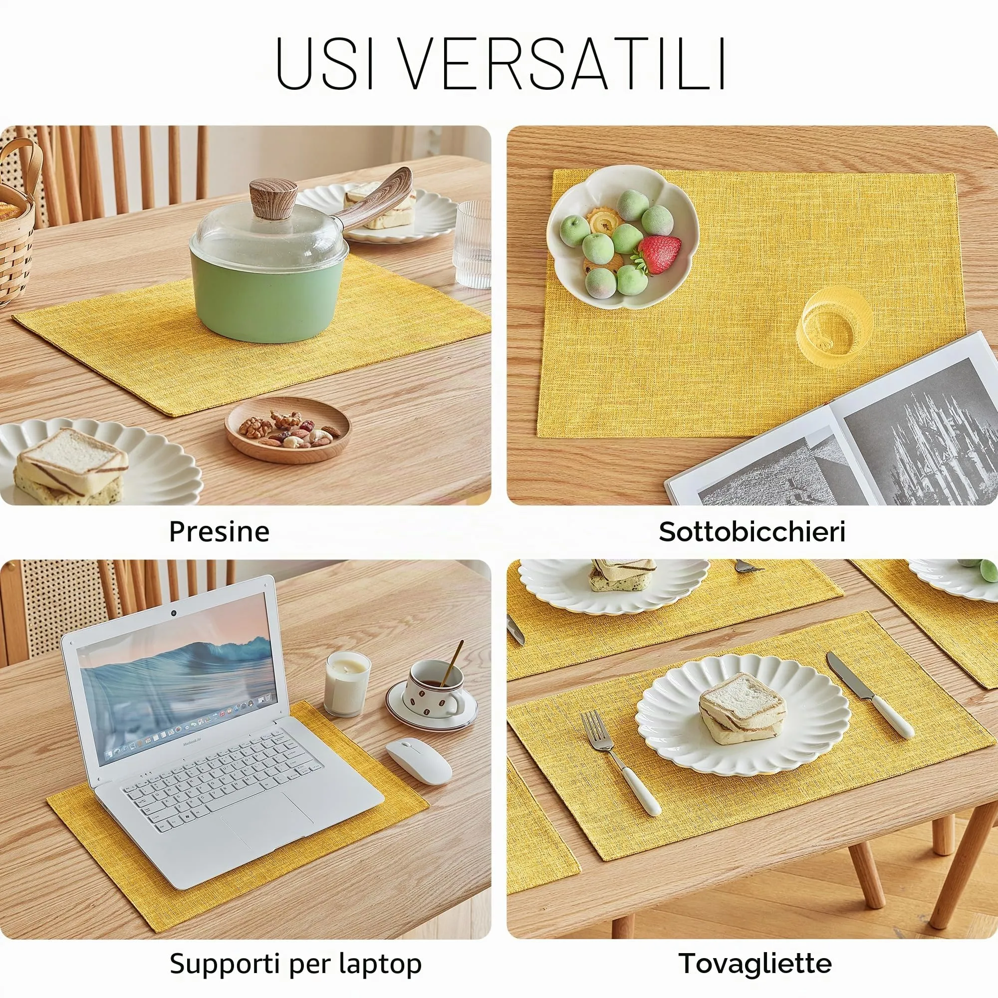 Softalker Tovagliette in finto lino, set di 8, 30,5 x 45,7 cm, resistenti al calore e lavabili - immagine 5