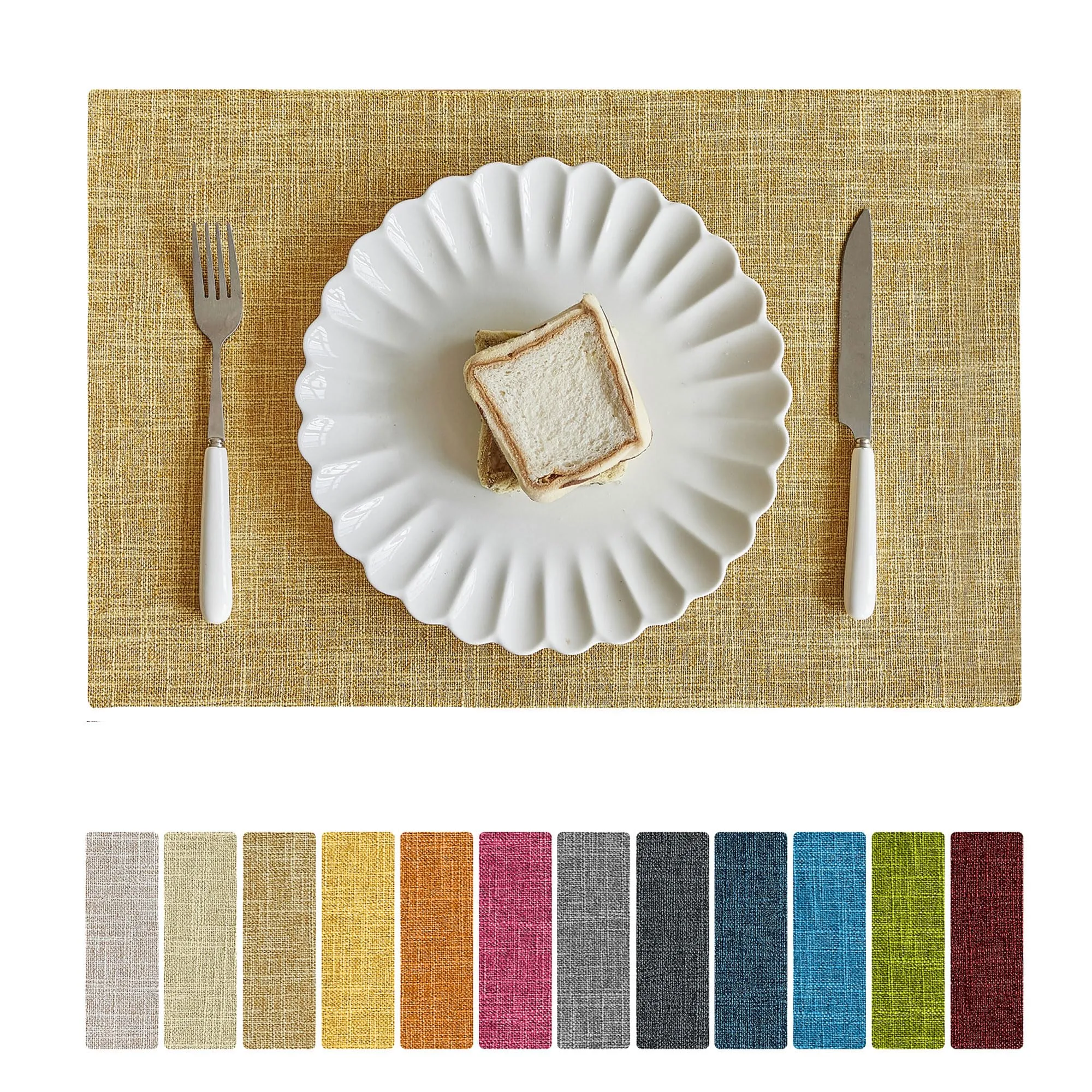 Softalker Tovagliette in finto lino, 30,5 x 45,7 cm, colore crema, set da 8 pezzi - immagine 1
