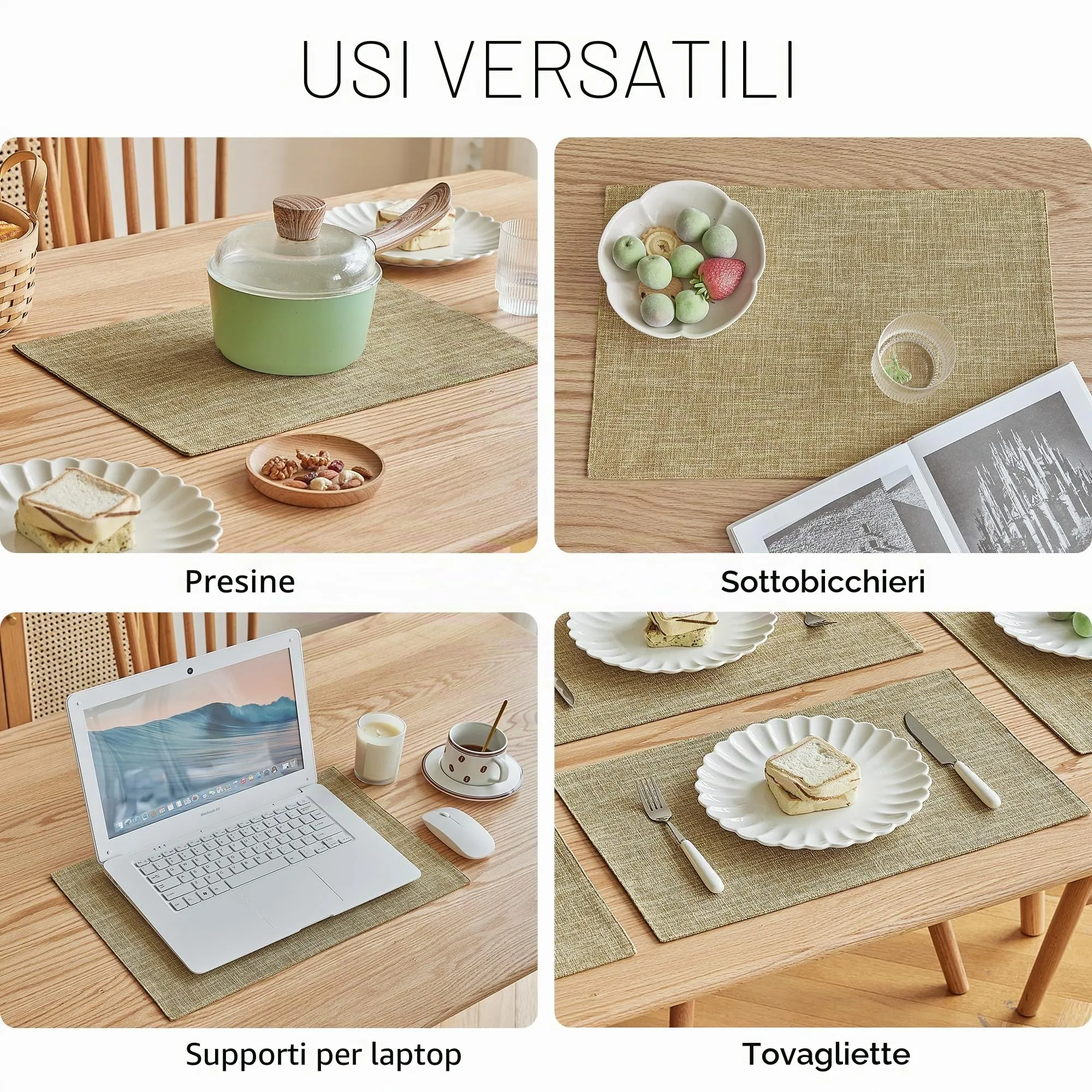Softalker Tovagliette in finto lino, 30,5 x 45,7 cm, colore crema, set da 8 pezzi - immagine 5