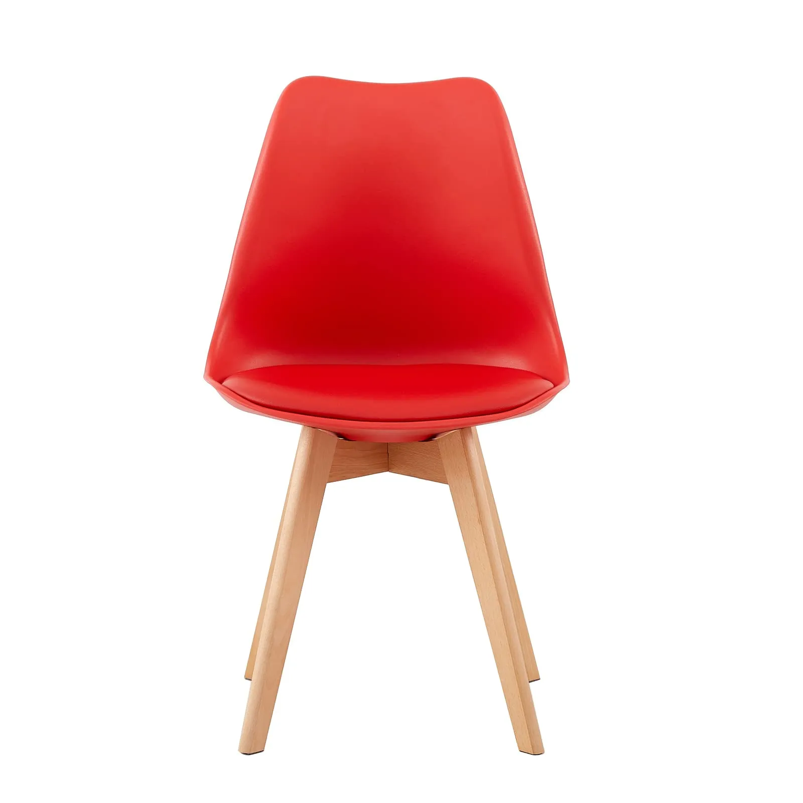 EGGREE Sedie da Pranzo Moderne in Pelle PU e Legno di Faggio, Set di 4, Rosso - immagine 4