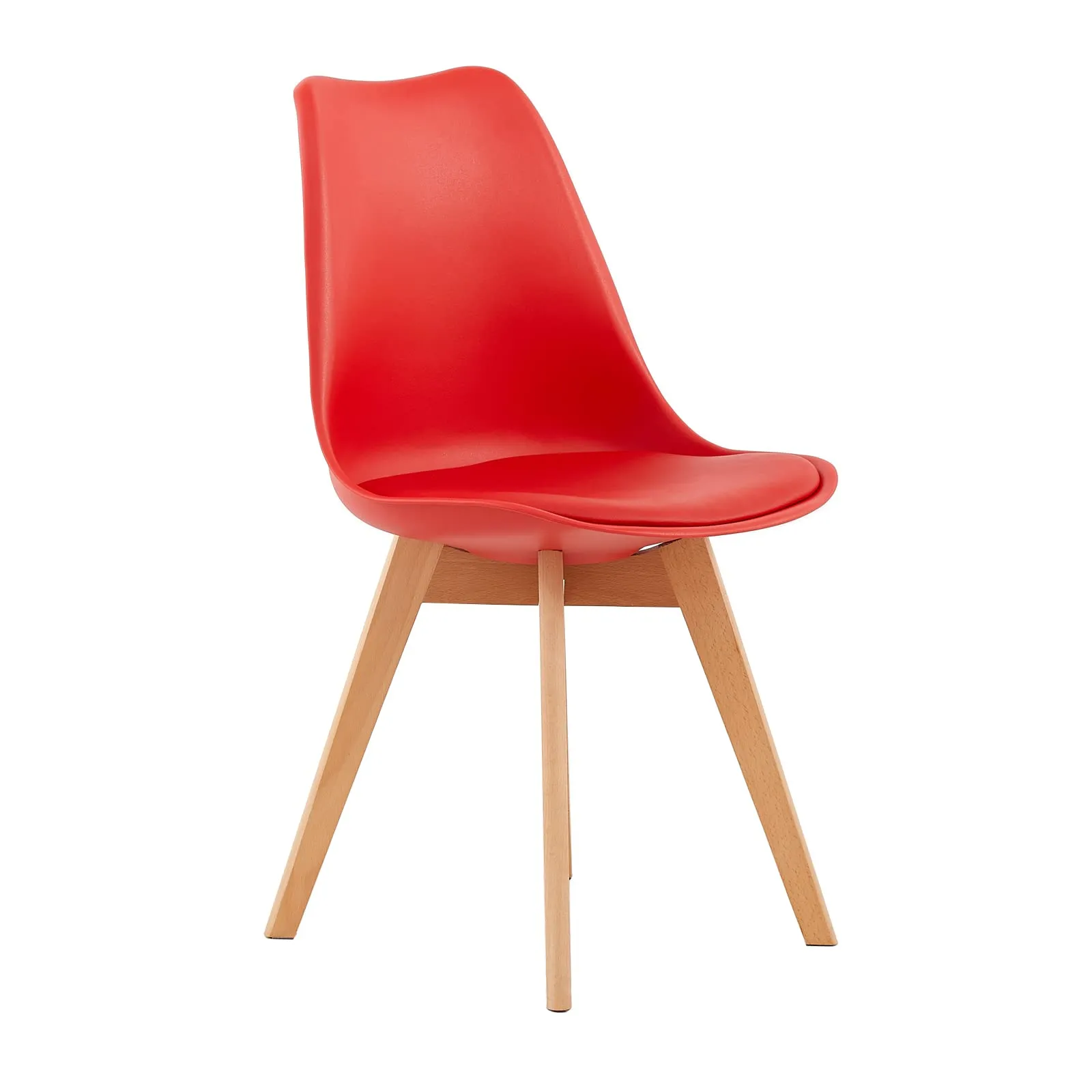 EGGREE Sedie da Pranzo Moderne in Pelle PU e Legno di Faggio, Set di 4, Rosso - immagine 5
