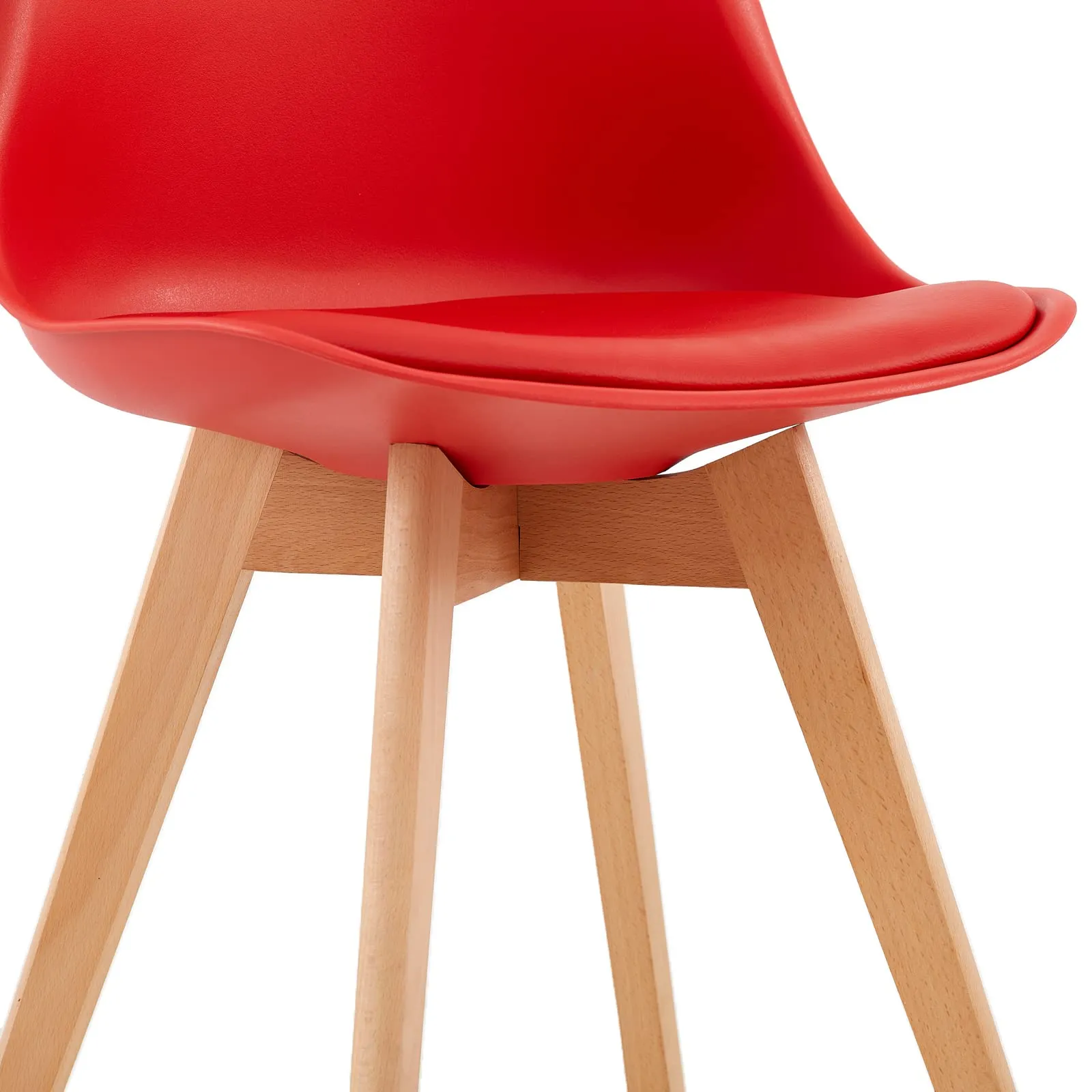 EGGREE Sedie da Pranzo Moderne in Pelle PU e Legno di Faggio, Set di 4, Rosso - immagine 9