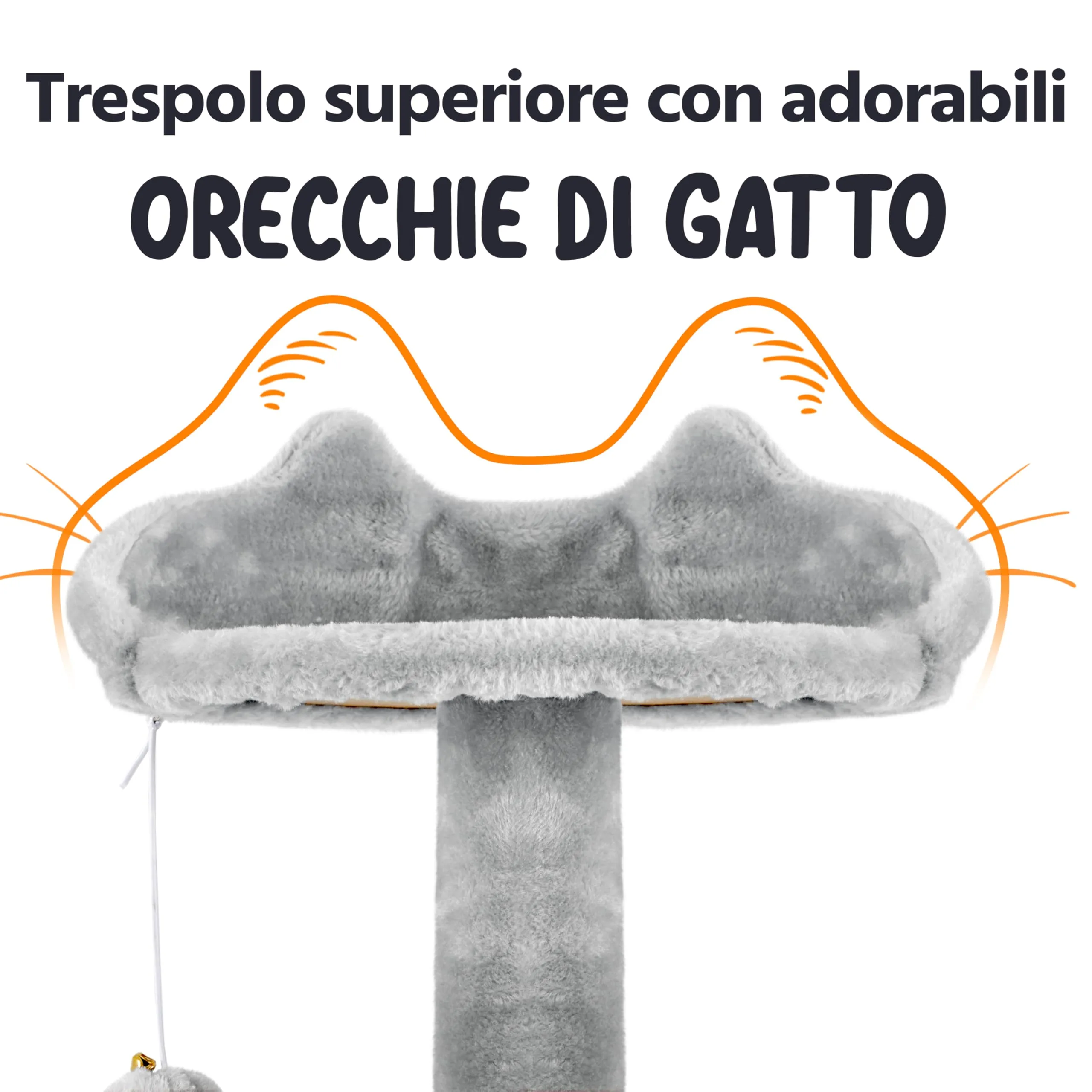 Yaheetech Albero Tiragraffi per Gatti 178 cm, 3 Posatoi, 2 Condomini, 3 Tiragraffi in Sisal, Grigio Chiaro - immagine 8