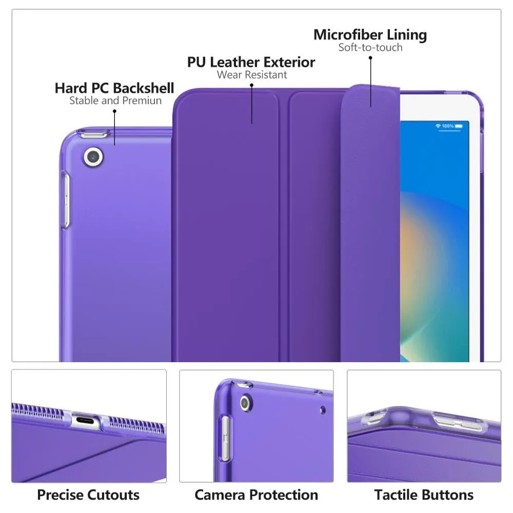 MoKo Cover per iPad 9a/8a/7a Gen (2021/2020/2019) 10.2 pollici, Viola Scuro - immagine 4