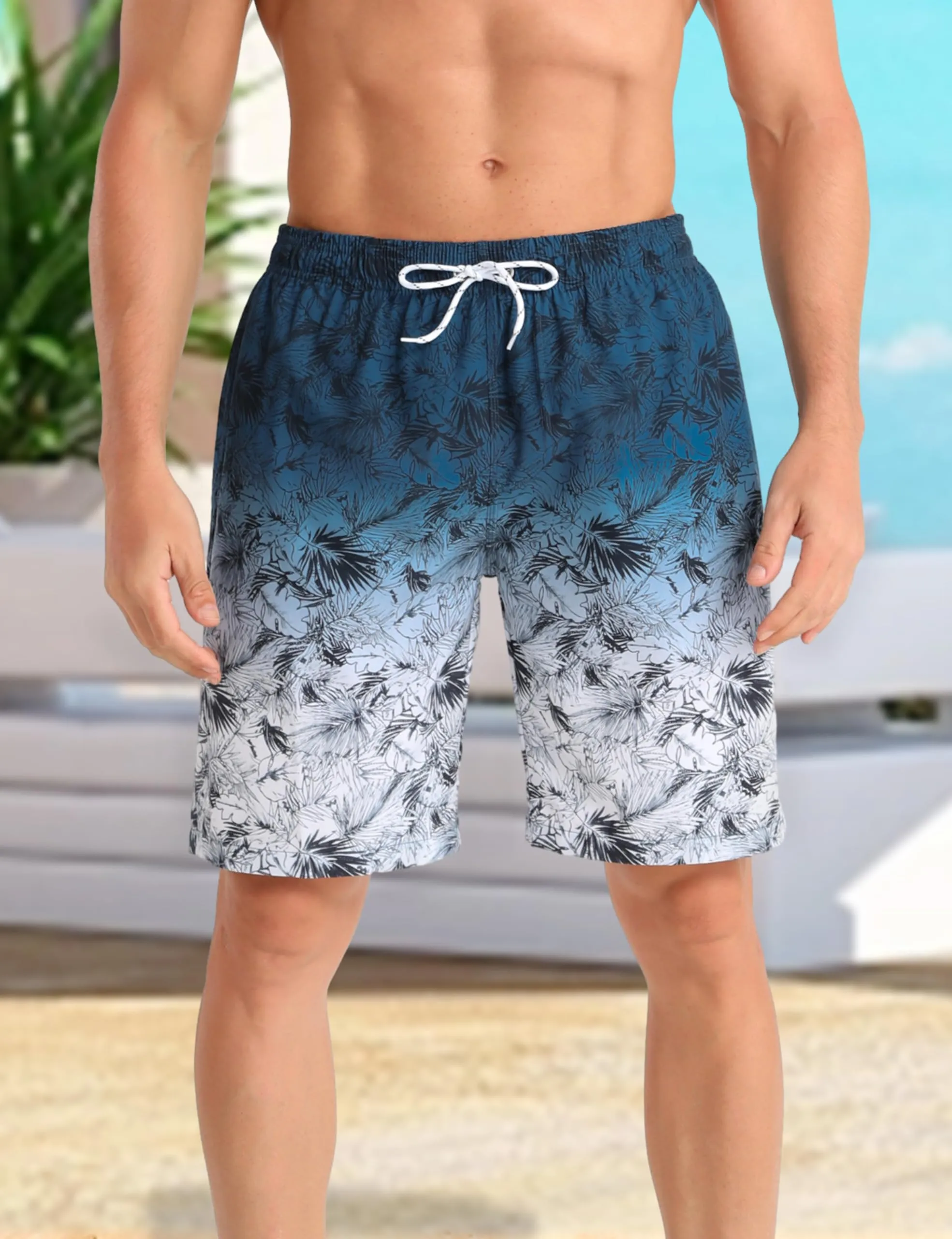 APTRO Pantaloncini da Bagno Uomo Stampa Hawaiana Blu Graduale MK307 3XL - immagine 2