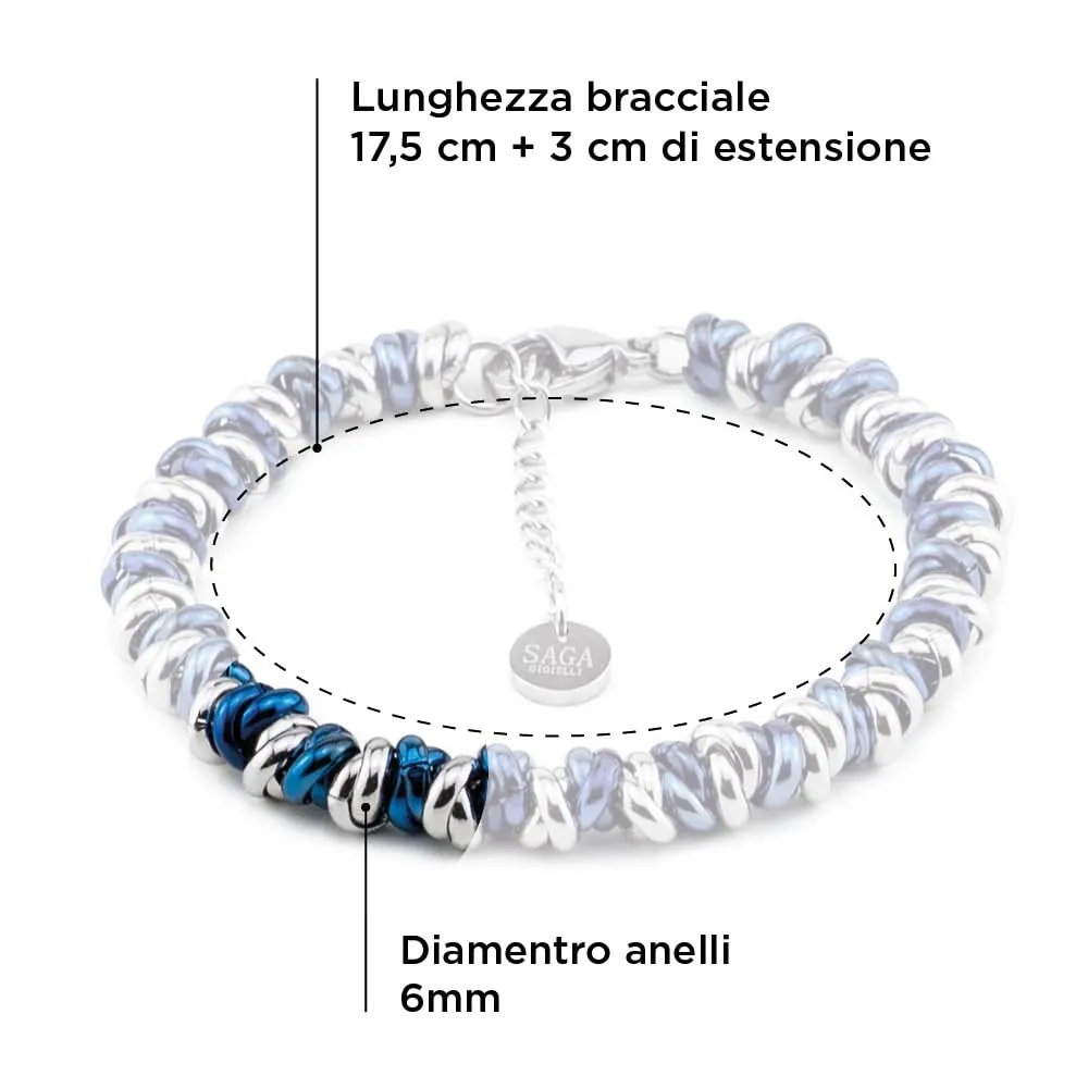 Saga Gioielli Bracciale Donna Intrecciato Nodini Acciaio Blu-Argentato - immagine 5
