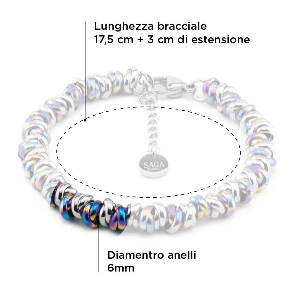 Saga Gioielli Bracciale Donna Intrecciato Nodini Acciaio Multicolor-Argentato - immagine 5