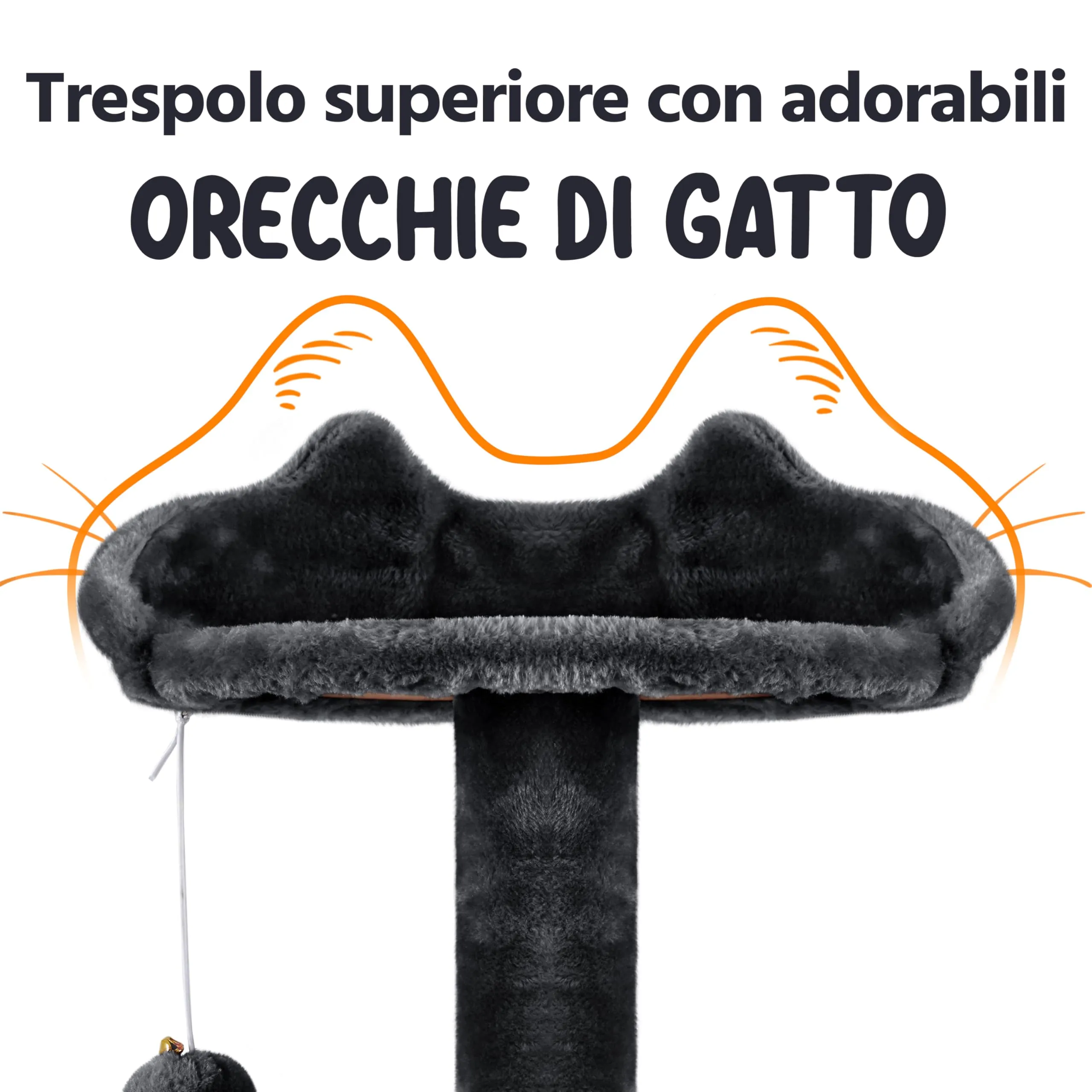 Yaheetech Albero Tiragraffi per Gatti 178 cm, 3 Posatoi, 2 Condomini, 3 Tiragraffi in Sisal, Nero - immagine 8