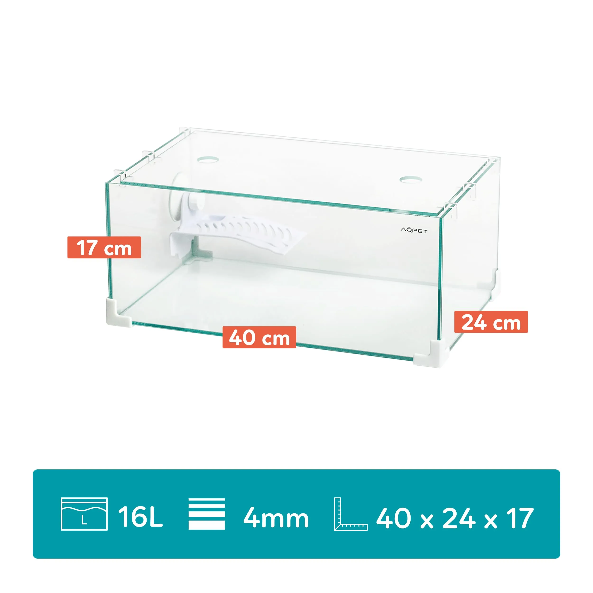 AQPET Tartarughiera in Vetro con Coperchio e Isola per Tartarughe d'Acqua, 40x24x17 cm, 16 Litri - immagine 3