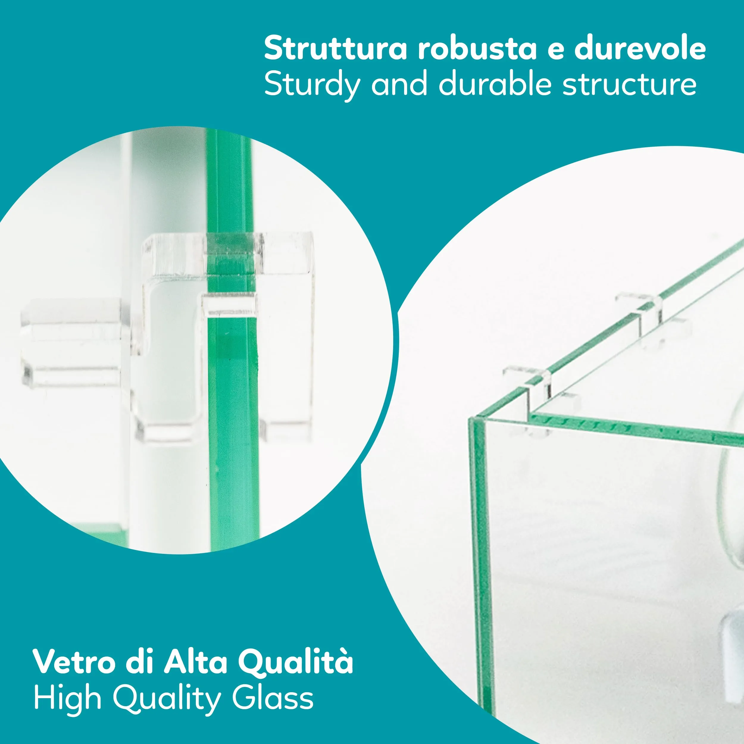 AQPET Tartarughiera in Vetro con Coperchio e Isola per Tartarughe d'Acqua, 40x24x17 cm, 16 Litri - immagine 5