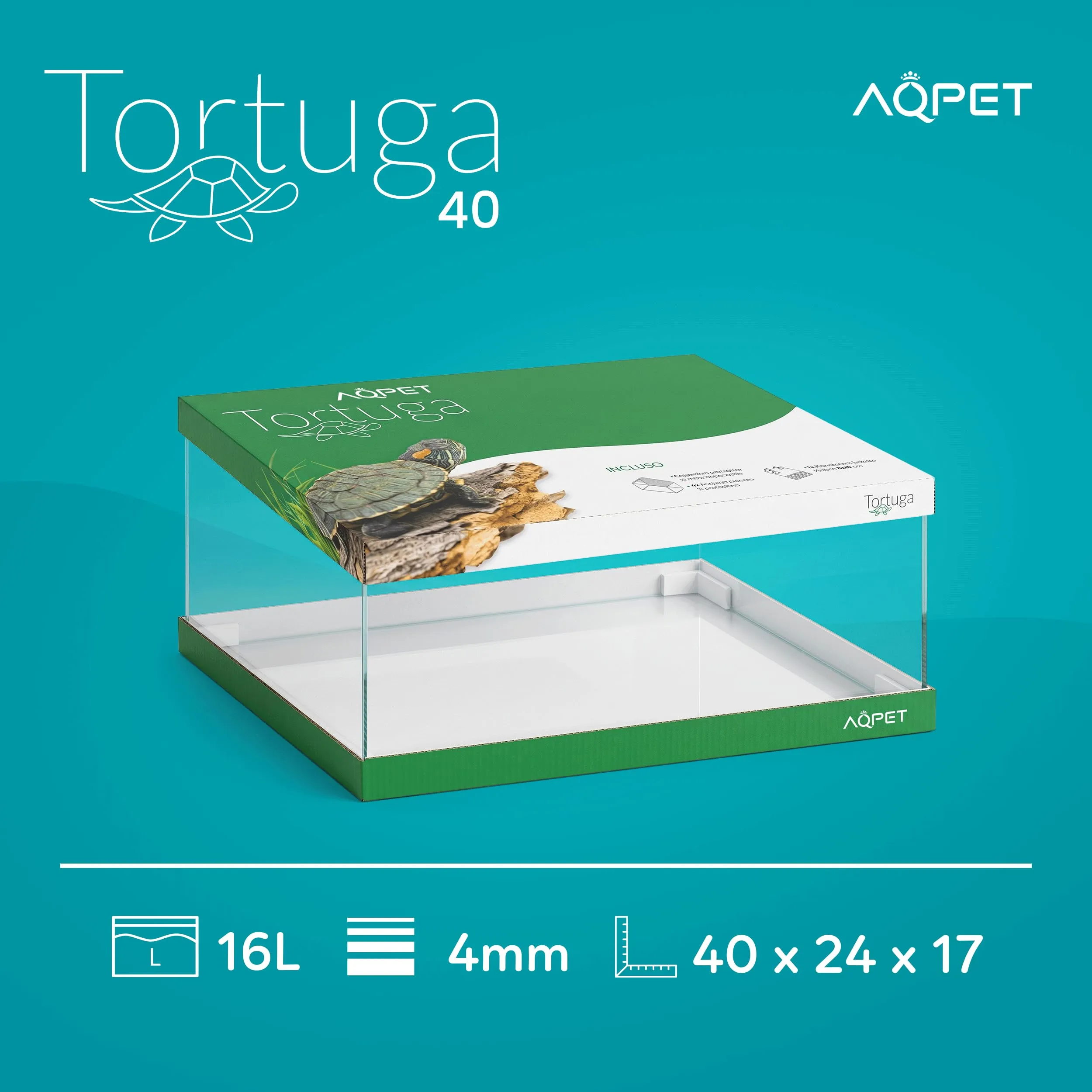 AQPET Tartarughiera in Vetro con Coperchio e Isola per Tartarughe d'Acqua, 40x24x17 cm, 16 Litri - immagine 9