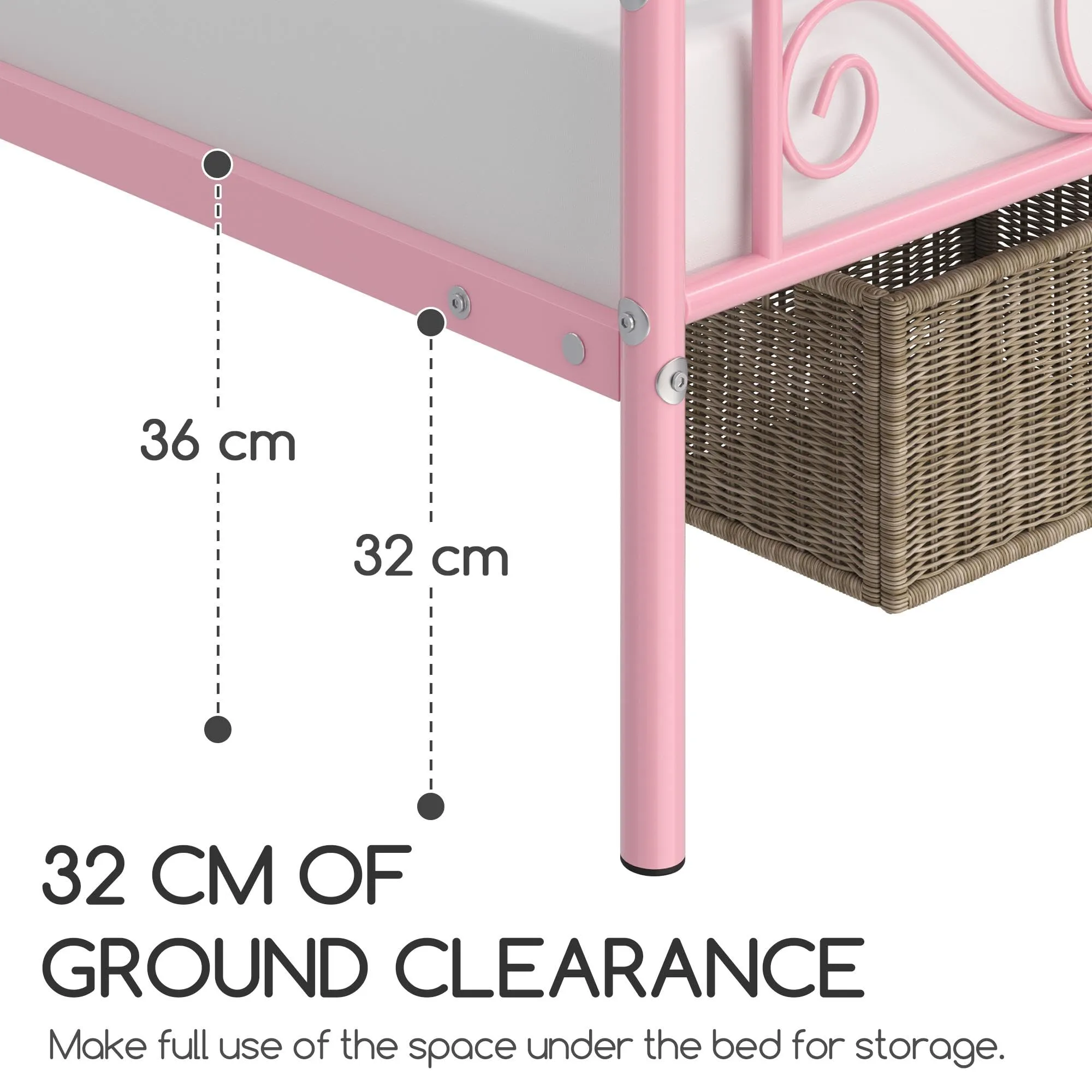 Yaheetech Struttura Letto Singolo in Ferro 90 x 200 cm - immagine 8