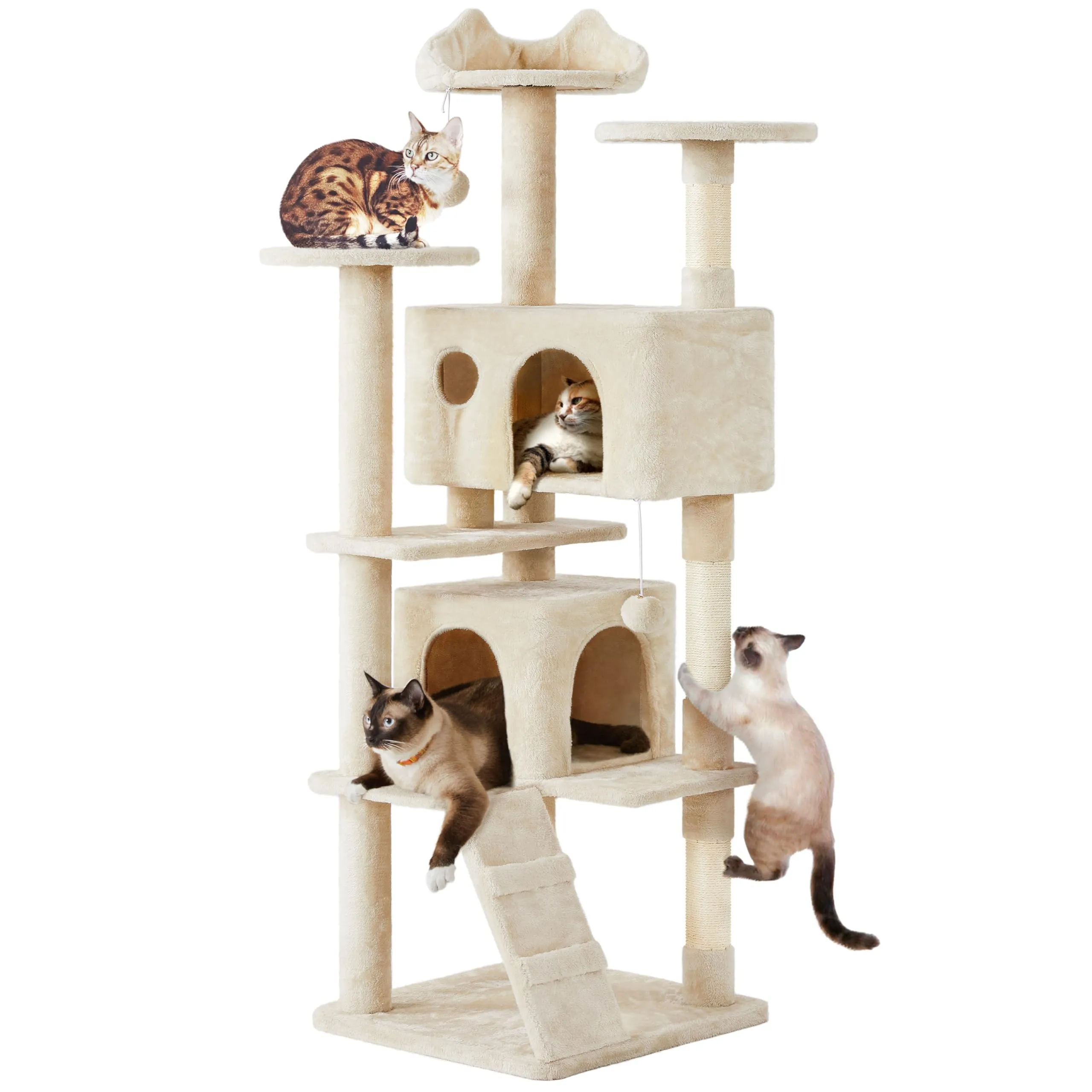 Yaheetech Albero Tiragraffi per Gatti Adulti, 178 cm, Beige - immagine 1