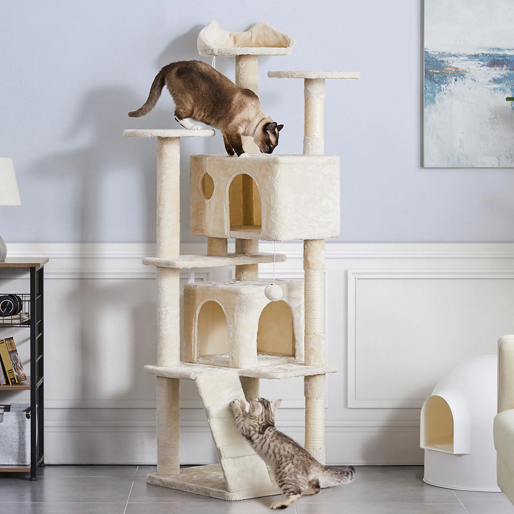 Yaheetech Albero Tiragraffi per Gatti Adulti, 178 cm, Beige - immagine 2