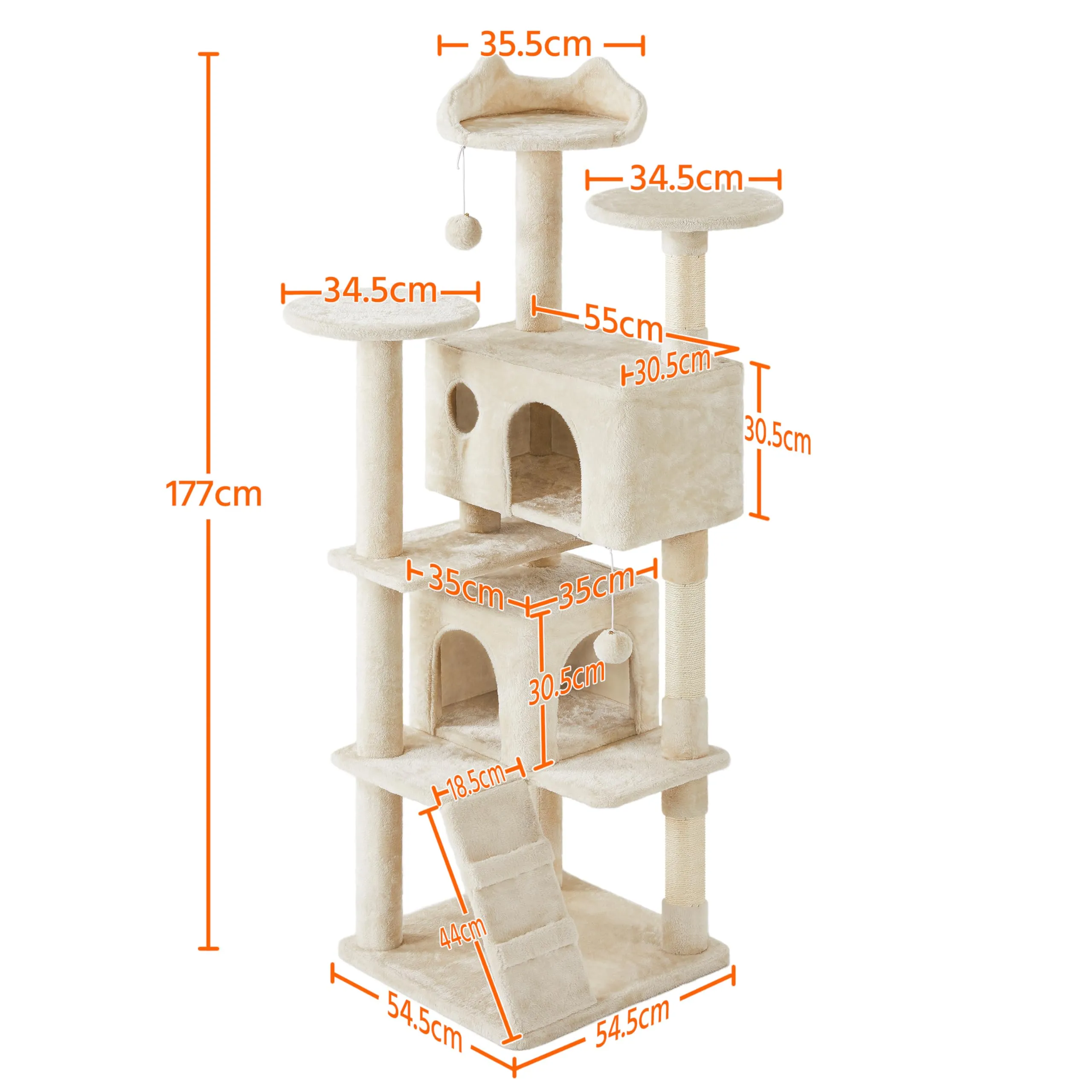 Yaheetech Albero Tiragraffi per Gatti Adulti, 178 cm, Beige - immagine 4