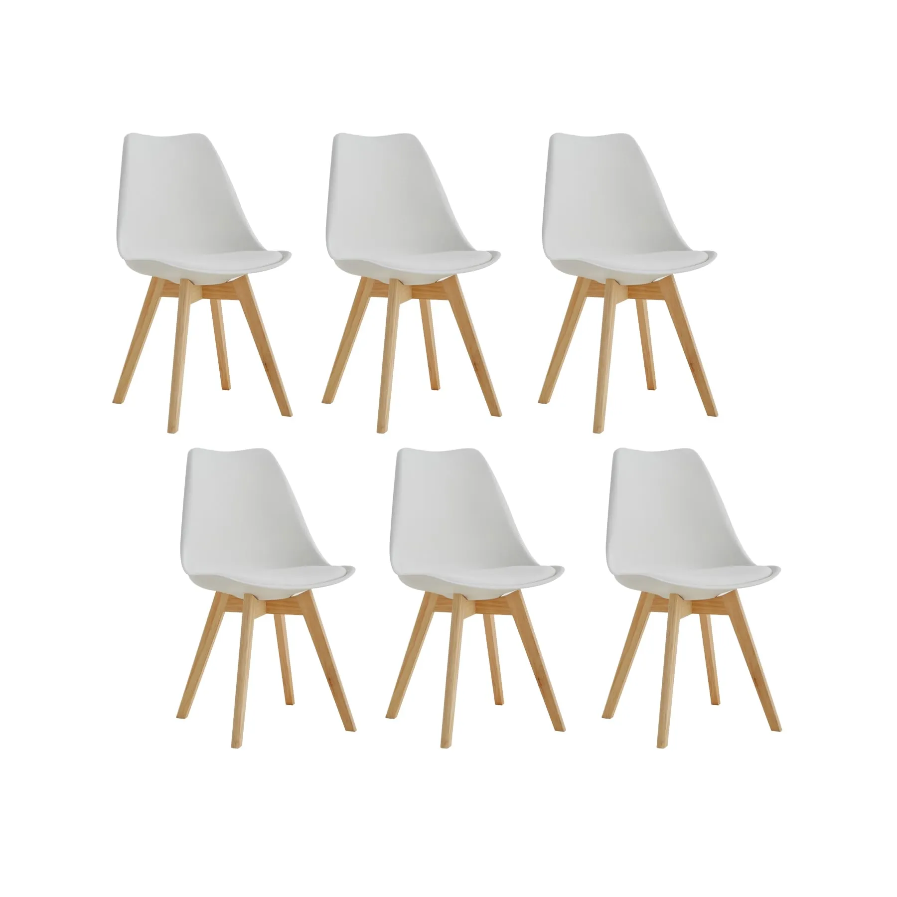GrandCA HOME Set di 6 Sedie da Pranzo e Cucina con Gambe in Legno di Pino, Bianco-PE - immagine 1