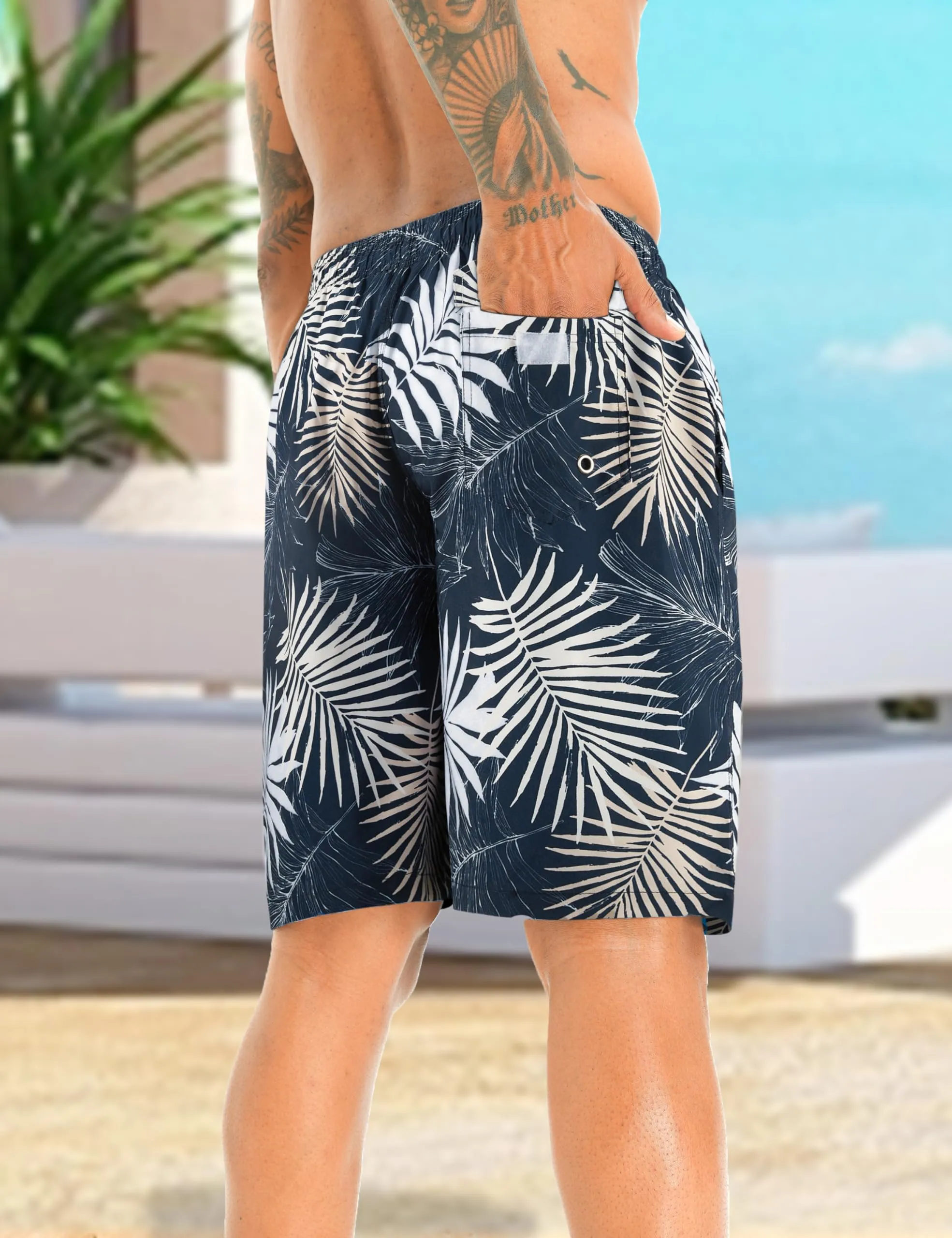 APTRO Pantaloncini da Bagno Uomo Stampa Hawaiana Lavanda MK292 L - immagine 3