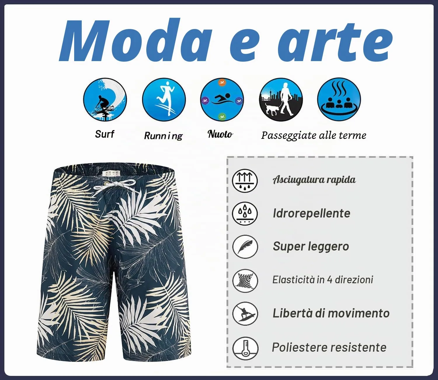APTRO Pantaloncini da Bagno Uomo Stampa Hawaiana Lavanda MK292 L - immagine 7