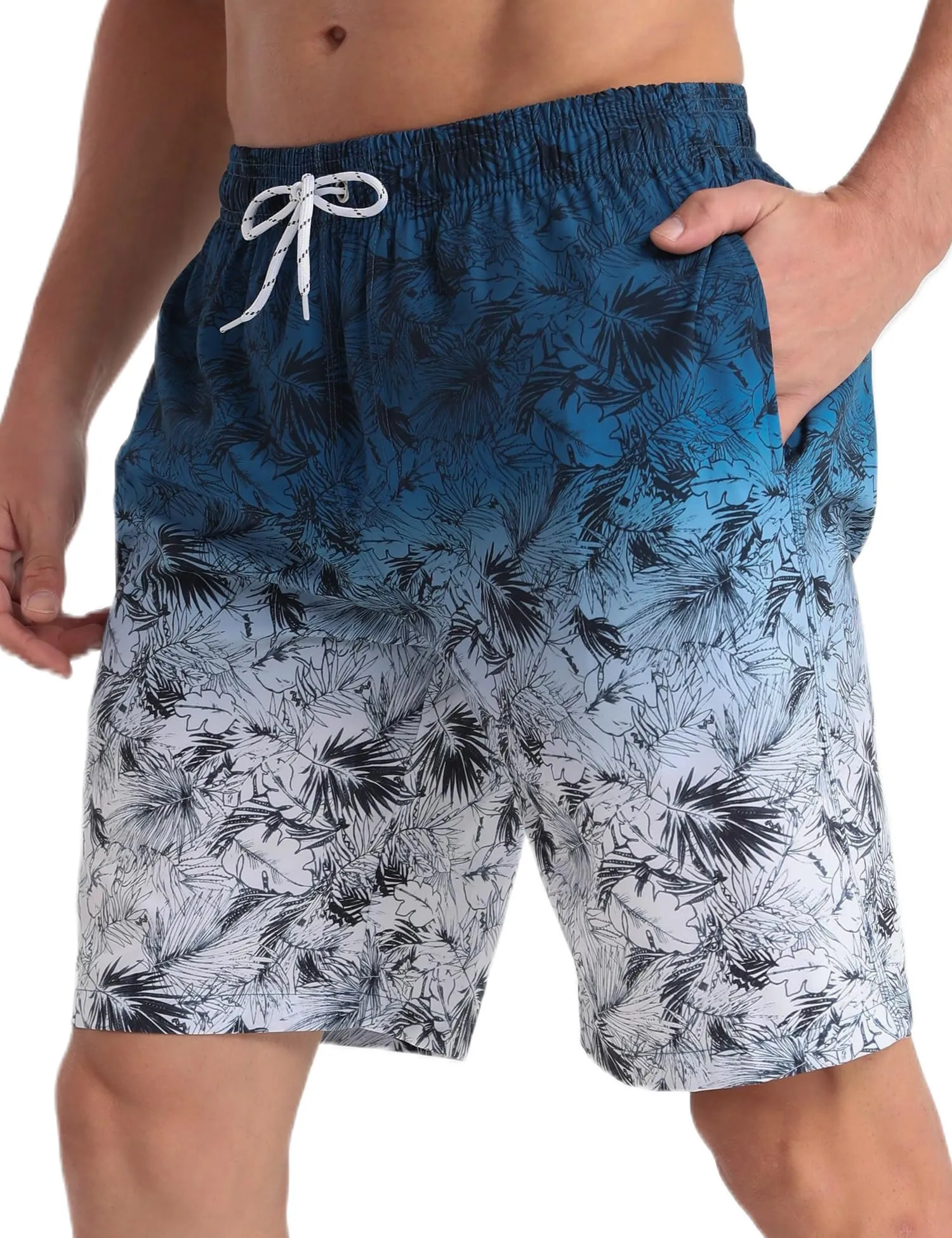 APTRO Pantaloncini da Bagno Uomo Stampa Hawaiana Blu Graduale MK307 S - immagine 1