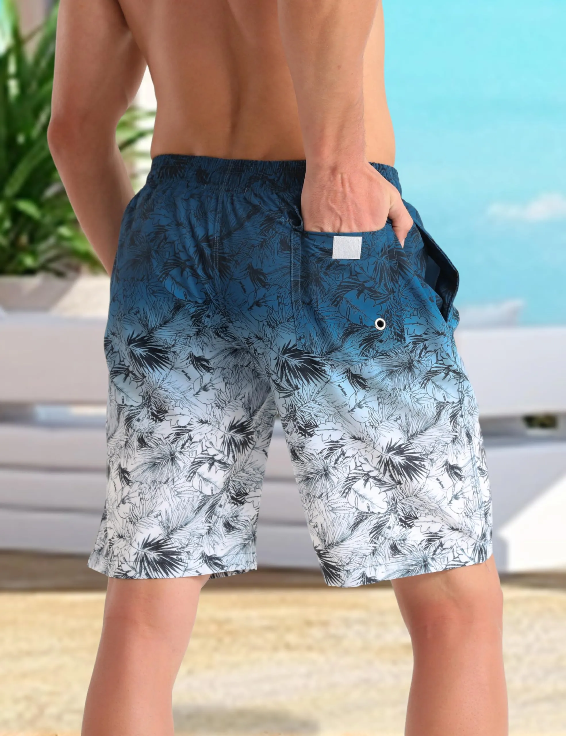 APTRO Pantaloncini da Bagno Uomo Stampa Hawaiana Blu Graduale MK307 S - immagine 3
