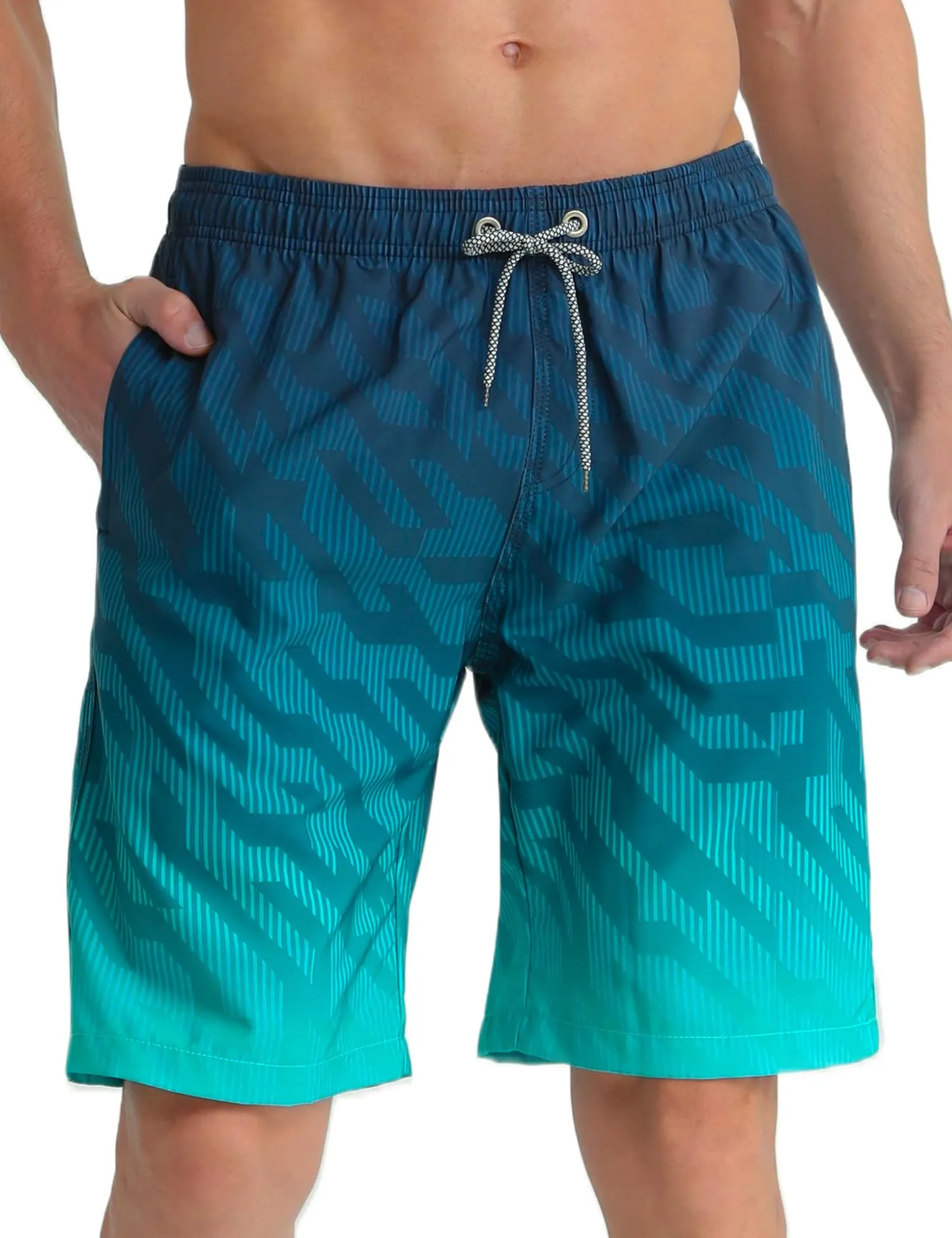 APTRO Pantaloncini da Bagno Uomo Stampa Hawaiana Gradiente Blu-Verde MK309 XXL - immagine 1